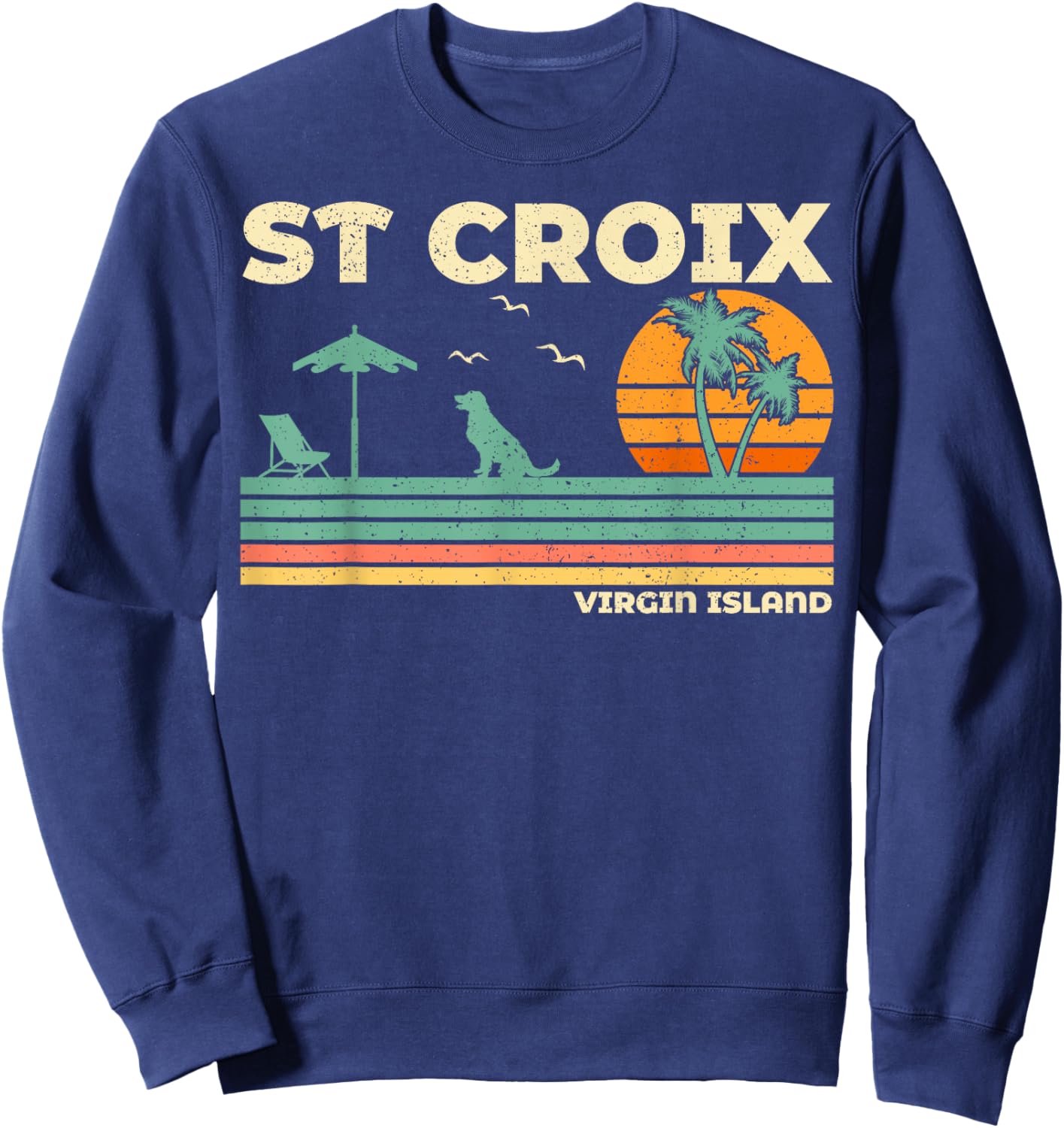 Vintage Retro Family Vacation Virgin Island St Croix Beach Women Sweatshirt - Sweatshirt | Navy