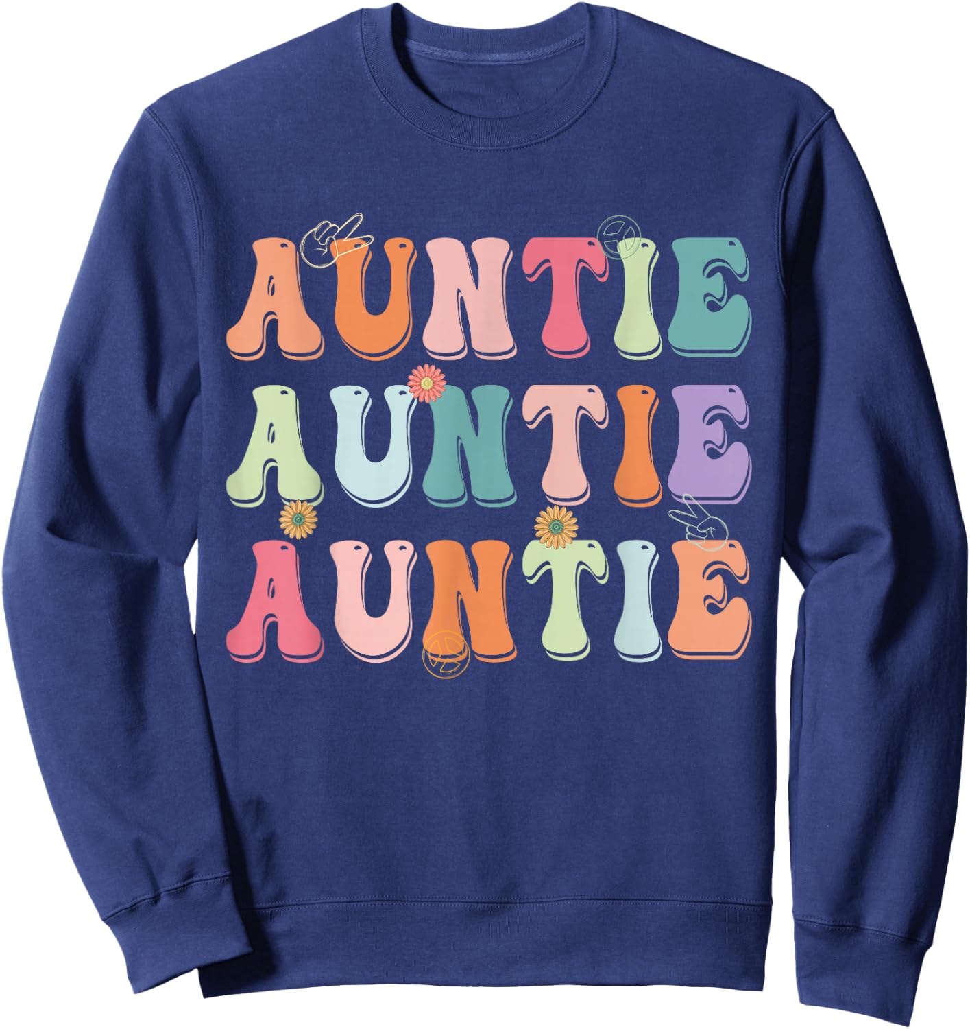 Groovy Auntie Family Matching Mother's Day Party Sweatshirt - Sweatshirt | Navy