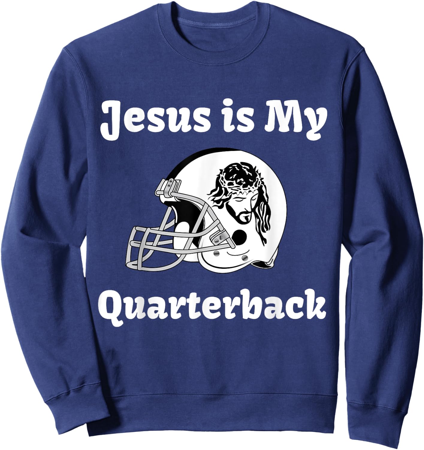 Funny Jesus Fantasy Football T Shirt Sweatshirt - Sweatshirt | Navy