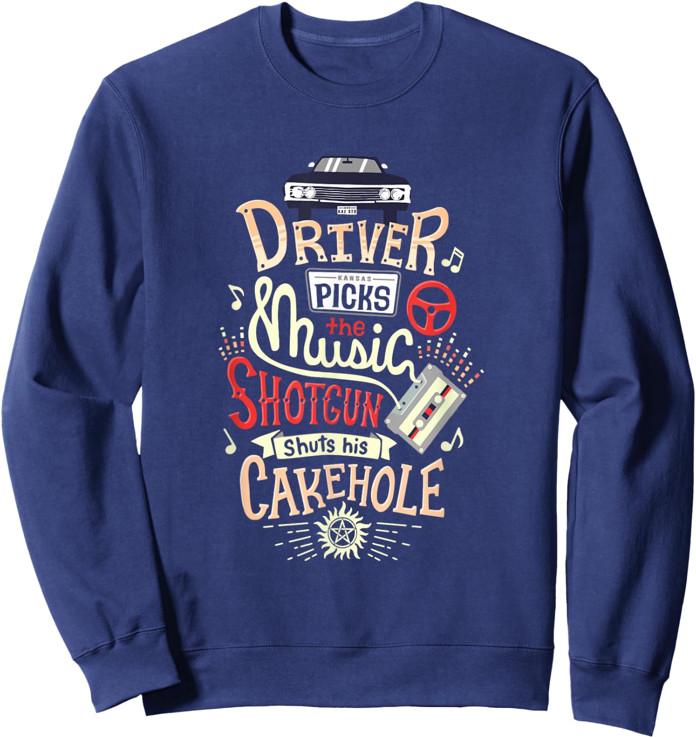 Driver Picks The Music Shotgun Shuts His Cakehole Sweatshirt - Sweatshirt | Navy