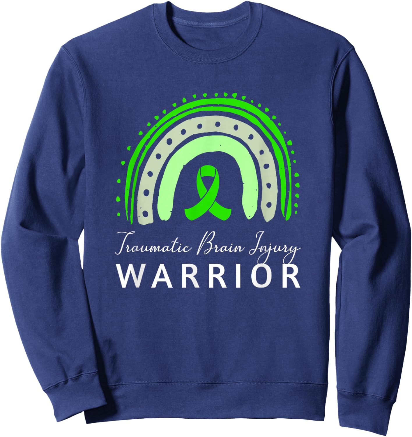 Traumatic Brain Injury Warrior / Green Ribbon TBI Support Sweatshirt - Sweatshirt | Navy