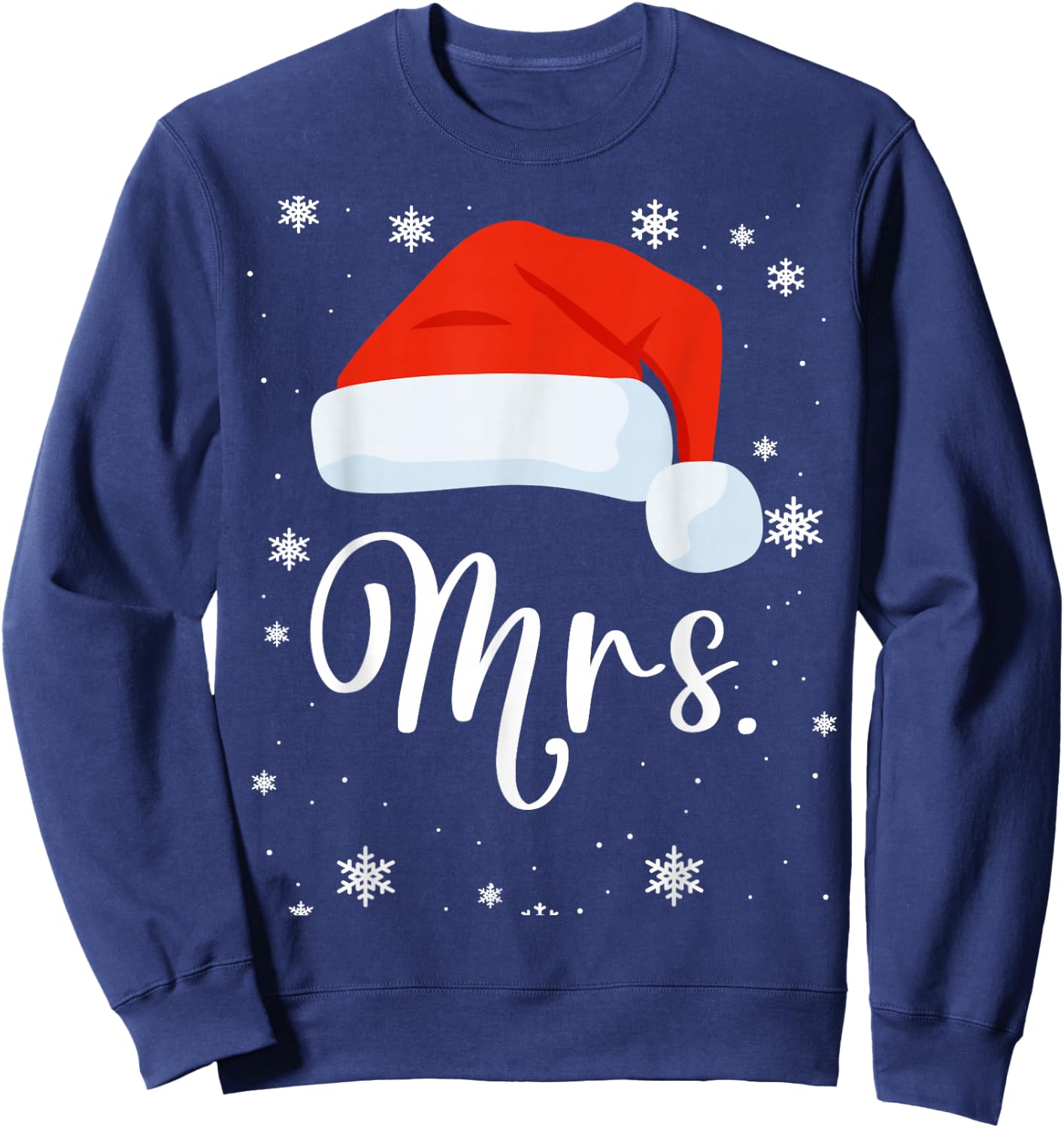 Mr and Mrs Claus Couples Matching Christmas Pajamas Santa Sweatshirt - Sweatshirt | Navy