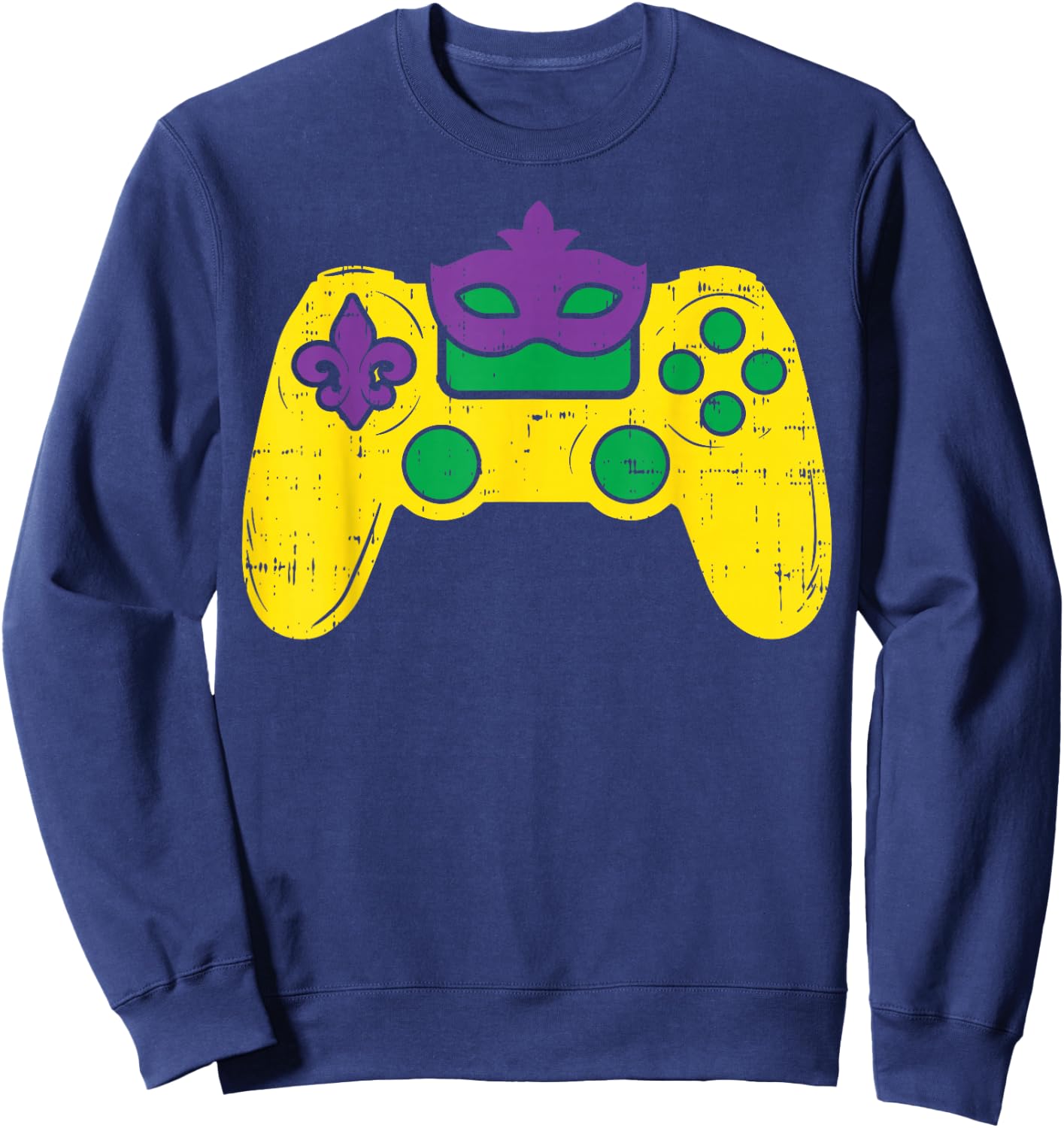 Video Game Controller Gamer E-Sports Mardi Gras Boys Men Sweatshirt - Sweatshirt | Navy