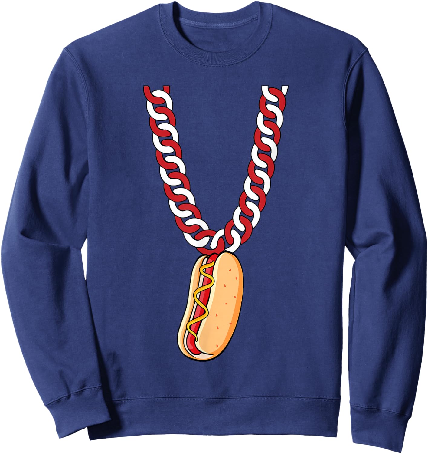 Hot Dog 4th Of July Funny Necklace Patriotic Food Lover Sweatshirt - Sweatshirt | Navy