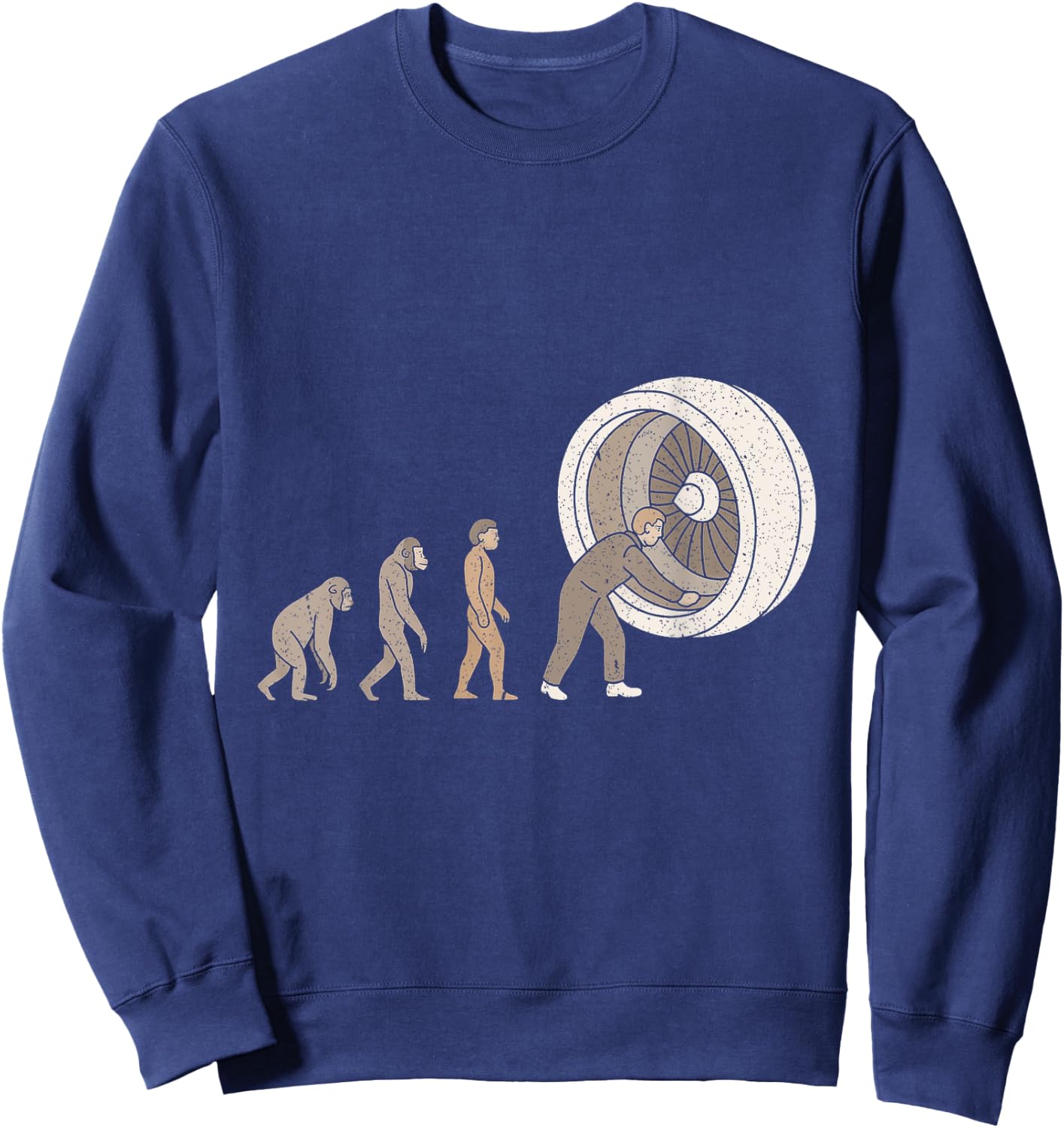Funny Evolution Aircraft Mechanic Aviation Maintenance Team Sweatshirt - Sweatshirt | Navy