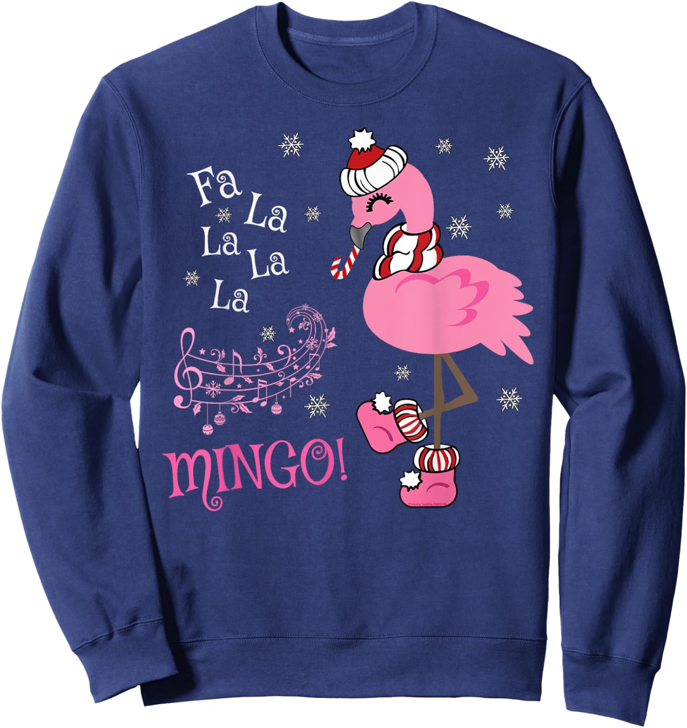 Cute Fa La La MINGO Candy Cane Christmas Flamingo Sweatshirt - Sweatshirt | Navy