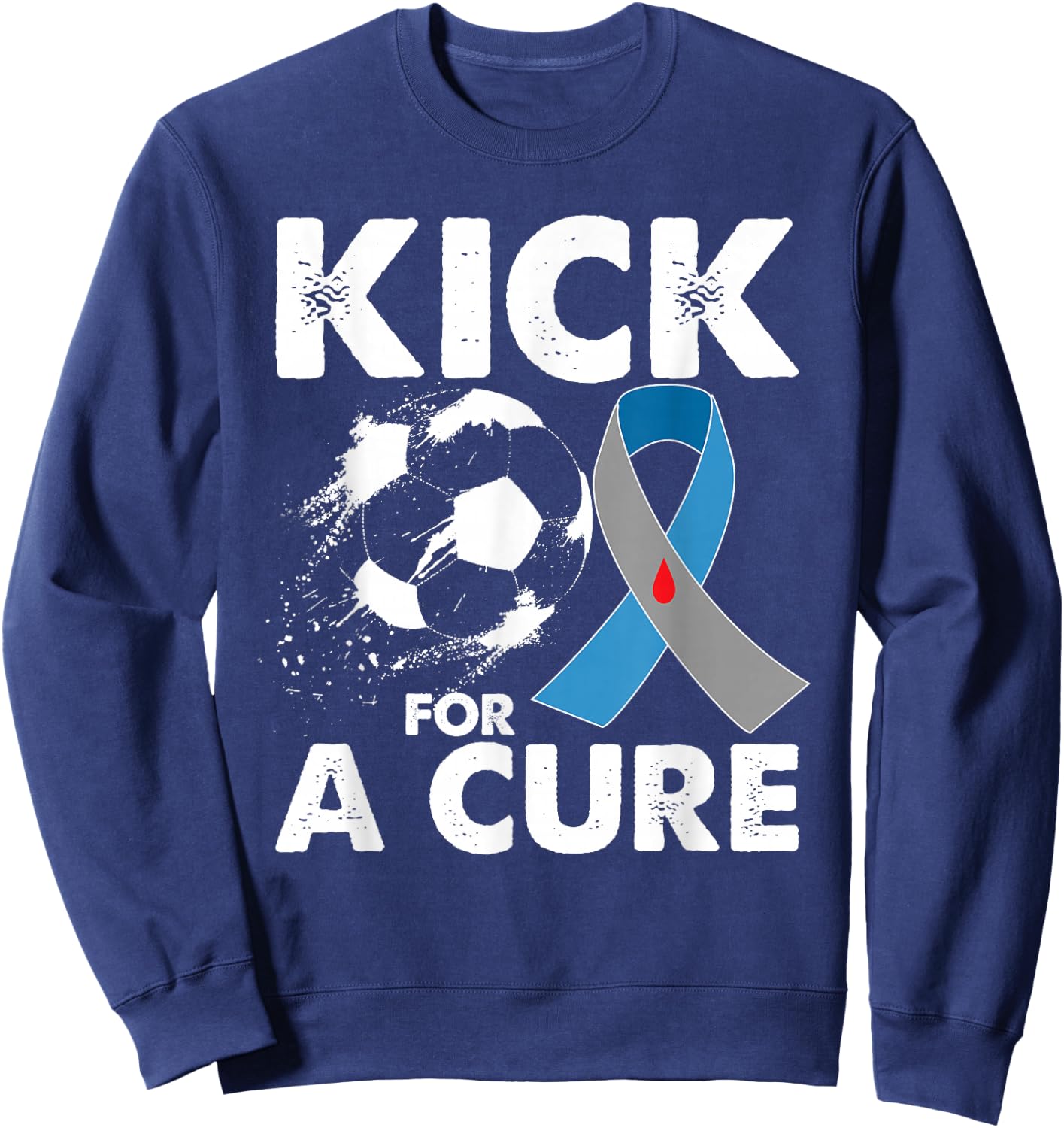 Kick For A Cure Soccer Type 1 T1D Diabetes Awareness Month Sweatshirt - Sweatshirt | Navy