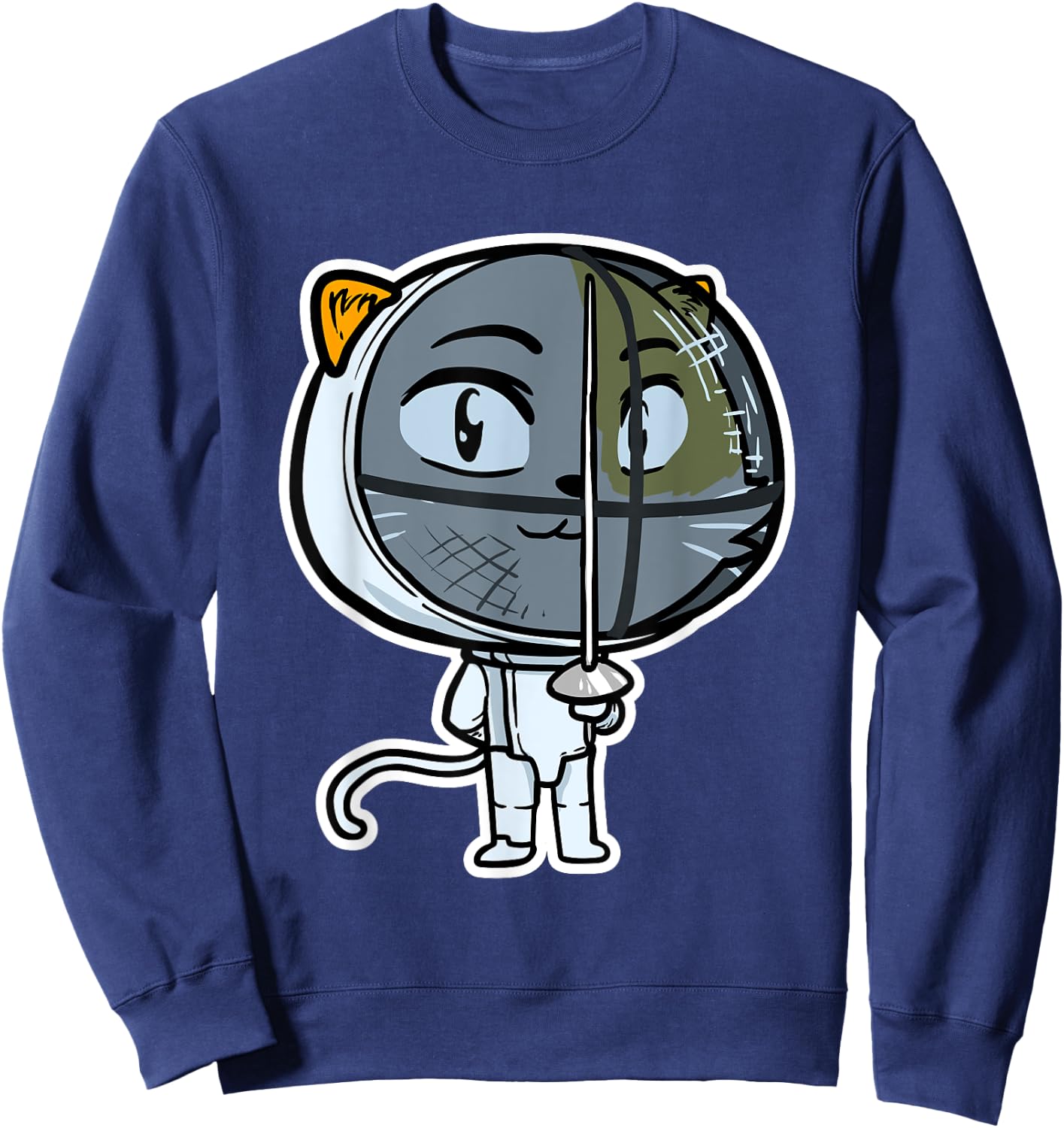 Cute Kawaii Cat Fencing Fencer Cat Lovers Women Girls Kids Sweatshirt - Sweatshirt | Navy