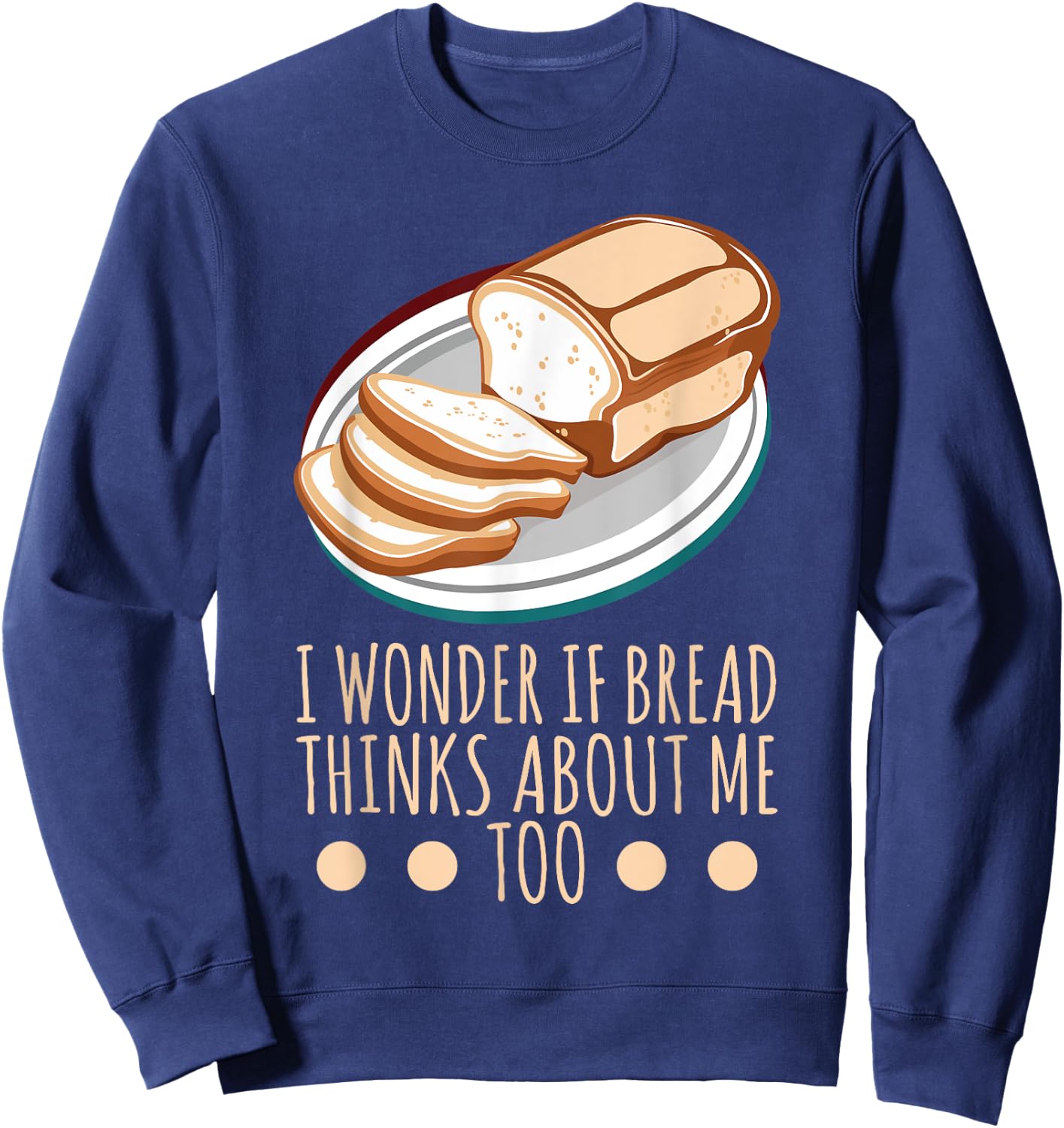 Funny Backword Game "Ich frage mich, ob Brot auch an mich [German Language] Sweatshirt - Sweatshirt | Navy