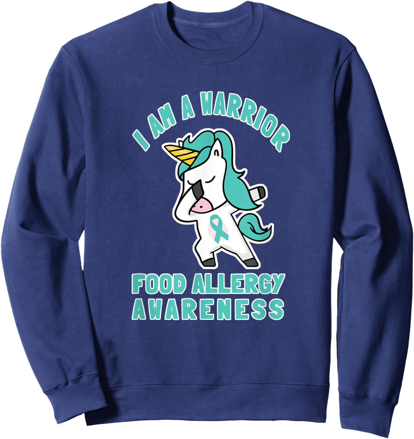 Im A Warrior Food Allergies Awareness Unicorn Sweatshirt - Sweatshirt | Navy