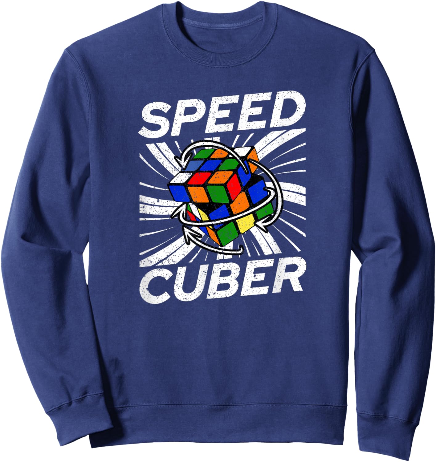 Competitive Puzzle Cube Speed Cuber Hobby 80's Vintage Toy Sweatshirt - Sweatshirt | Navy