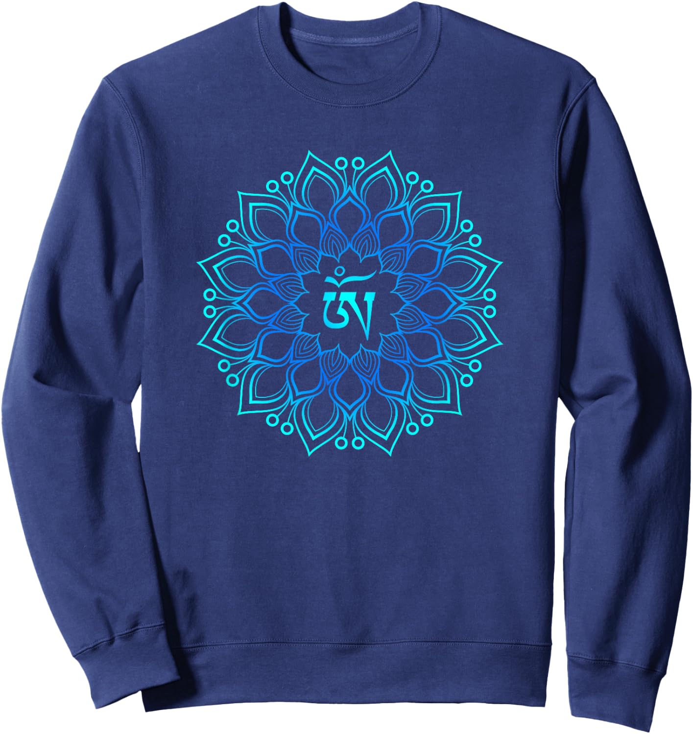 Beautiful Flower Mandala Chakra OM Graphic Yoga Sweatshirt - Sweatshirt | Navy
