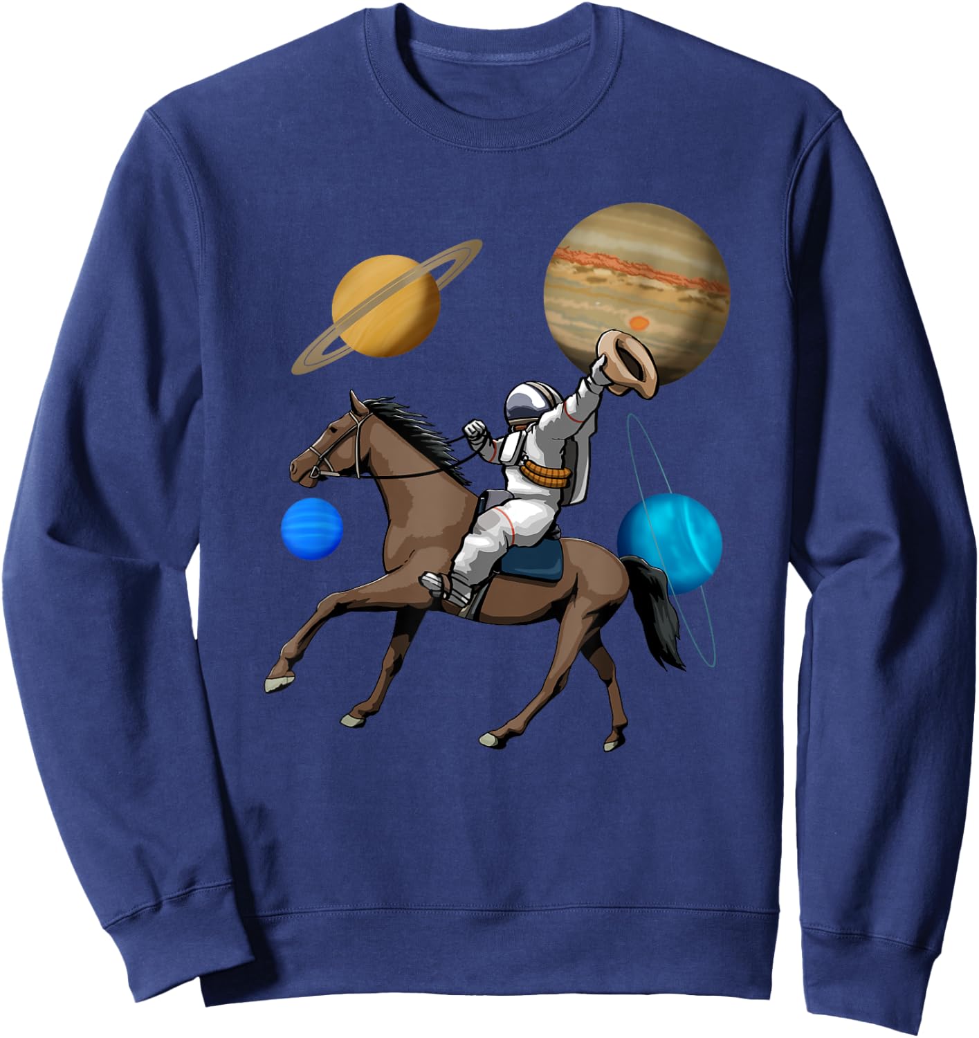 Space Cowboy Shirts Funny Vintage Western Men Retro Sweatshirt - Sweatshirt | Navy
