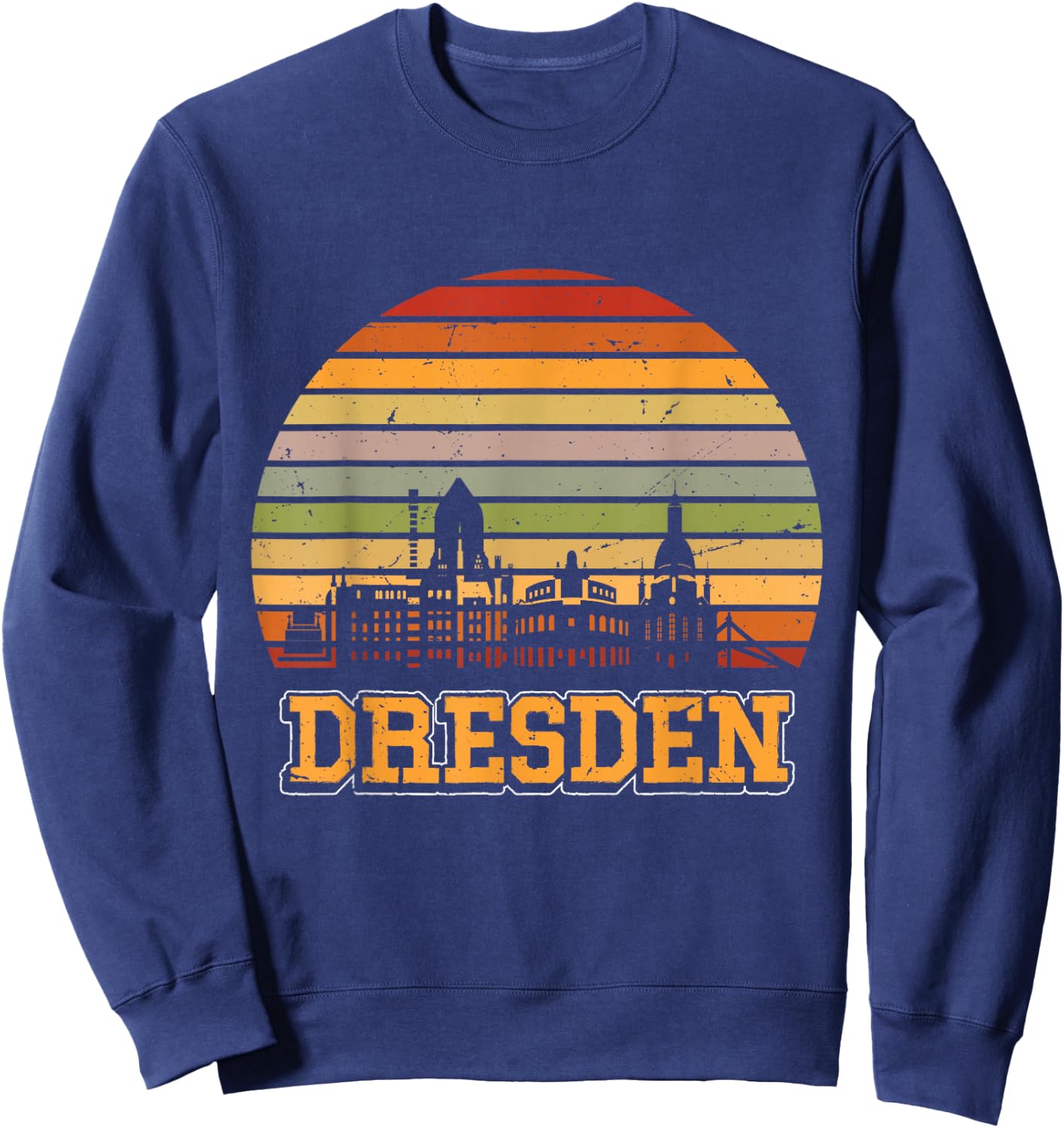Dresden Skyline Retro Vintage Souvenir Dresden Sweatshirt - Sweatshirt | Navy
