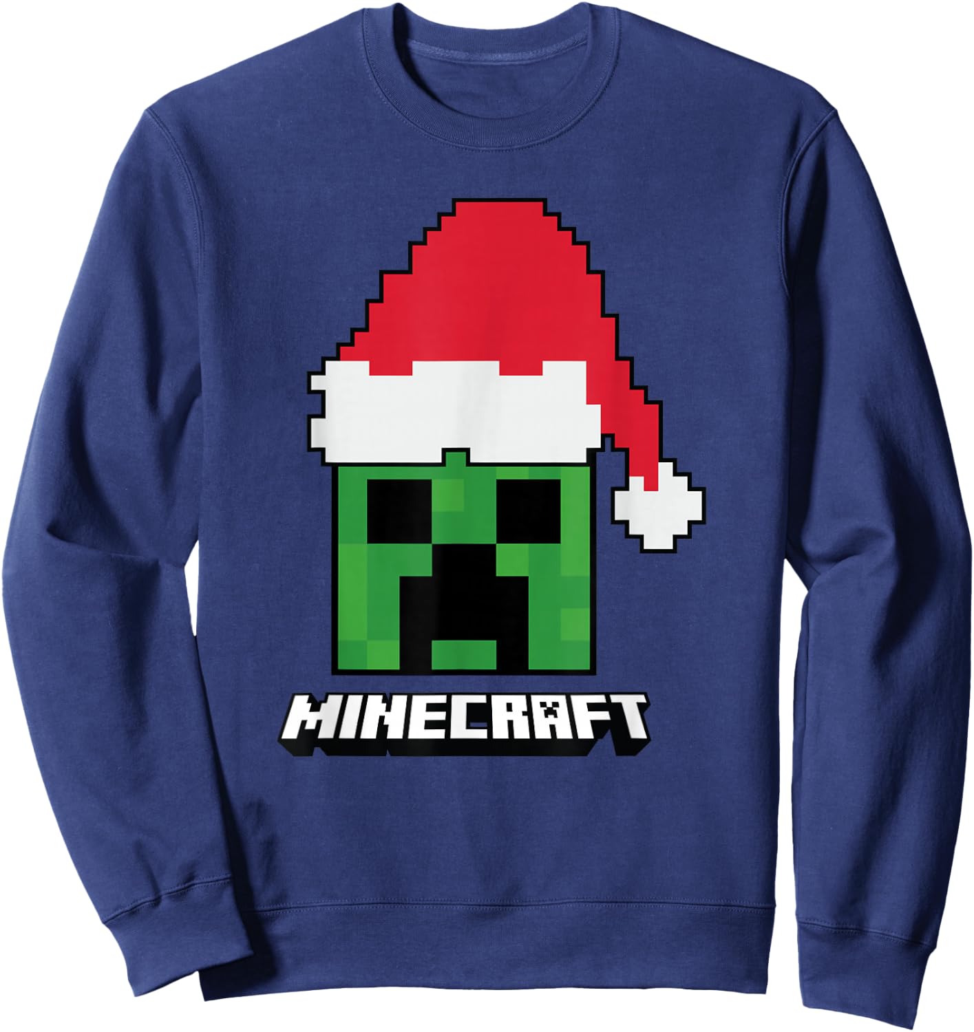 Minecraft Christmas Creeper Santa Hat Sweatshirt - Sweatshirt | Navy