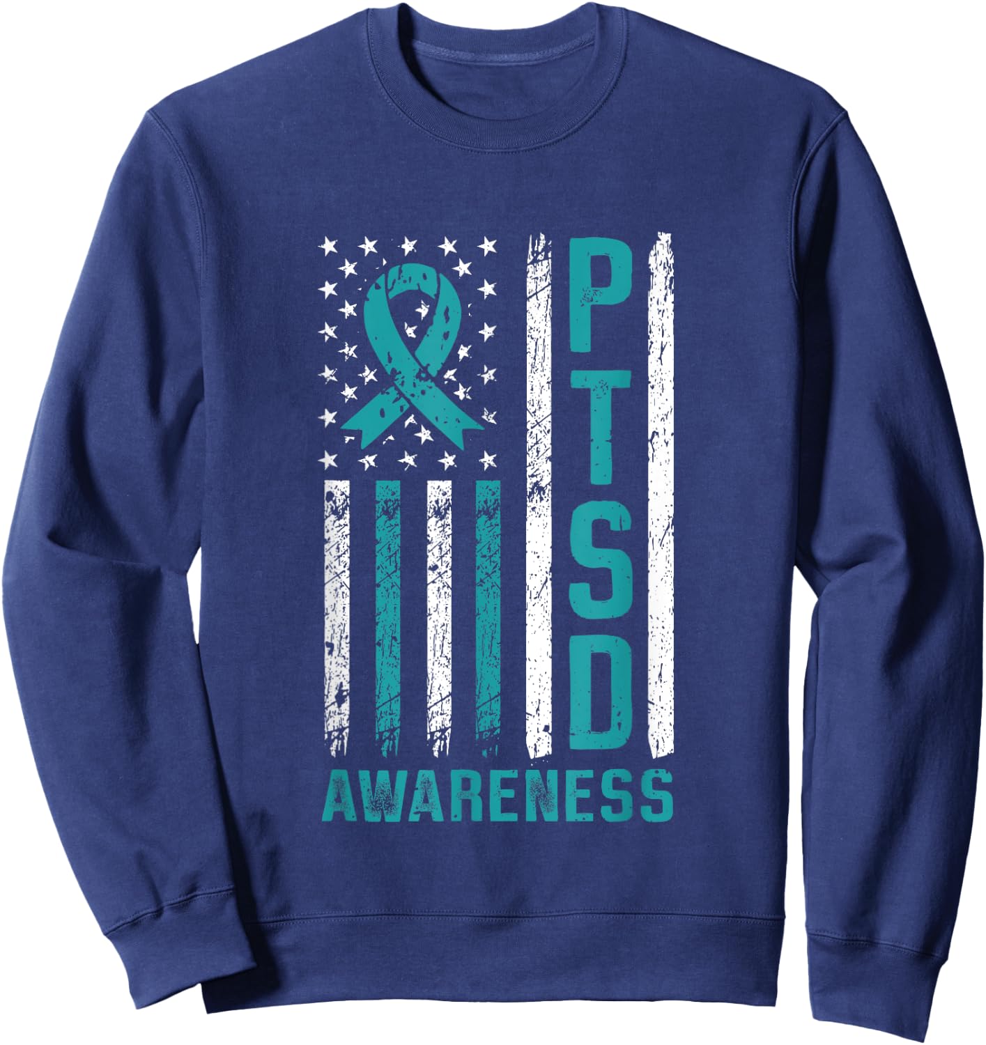 PTSD Awareness Flag Post Traumatic Stress Disorder Warrior Sweatshirt - Sweatshirt | Navy