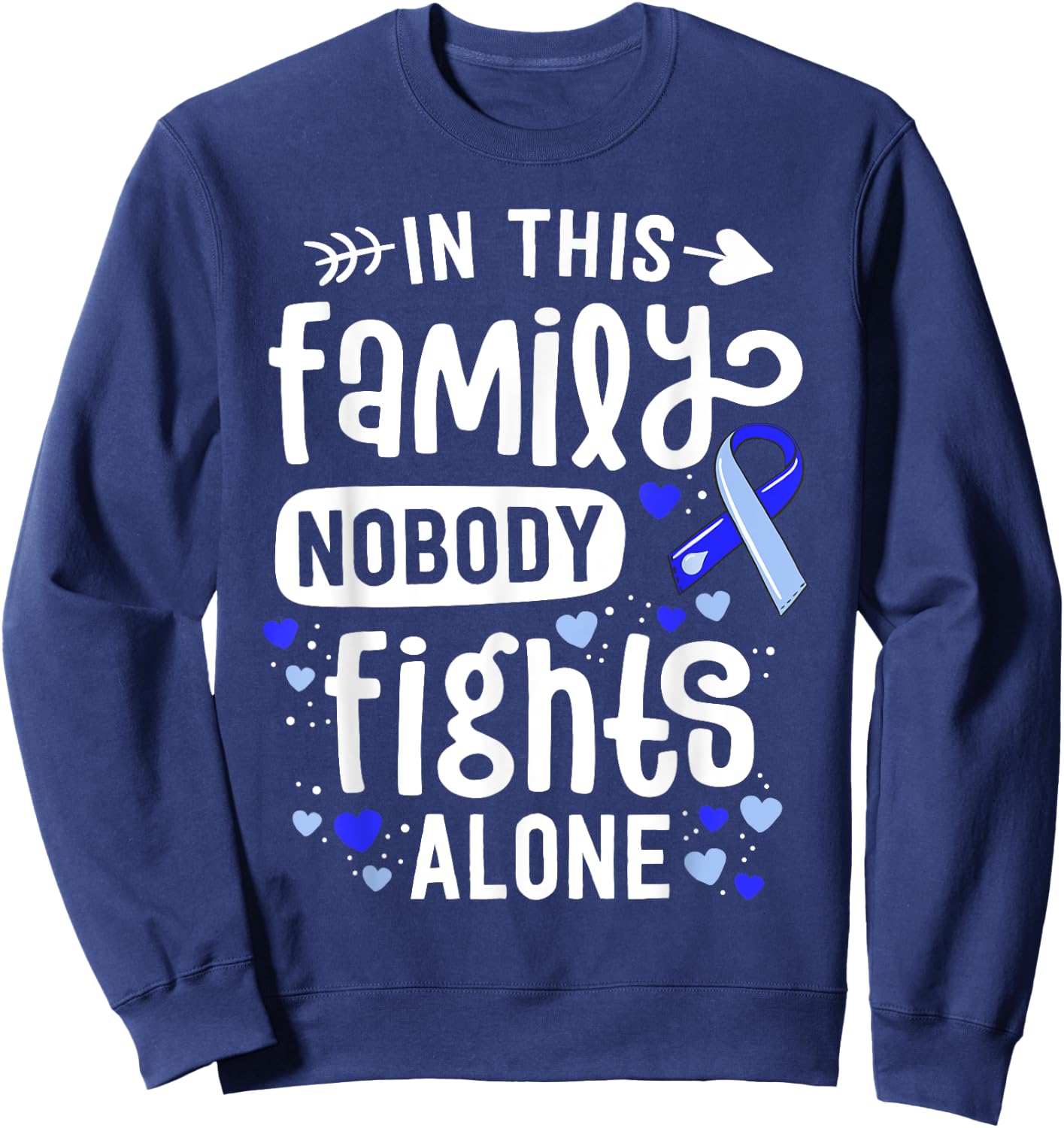 Family Hydrocephalus Awareness Month Brain Blue Ribbon Sweatshirt - Sweatshirt | Navy