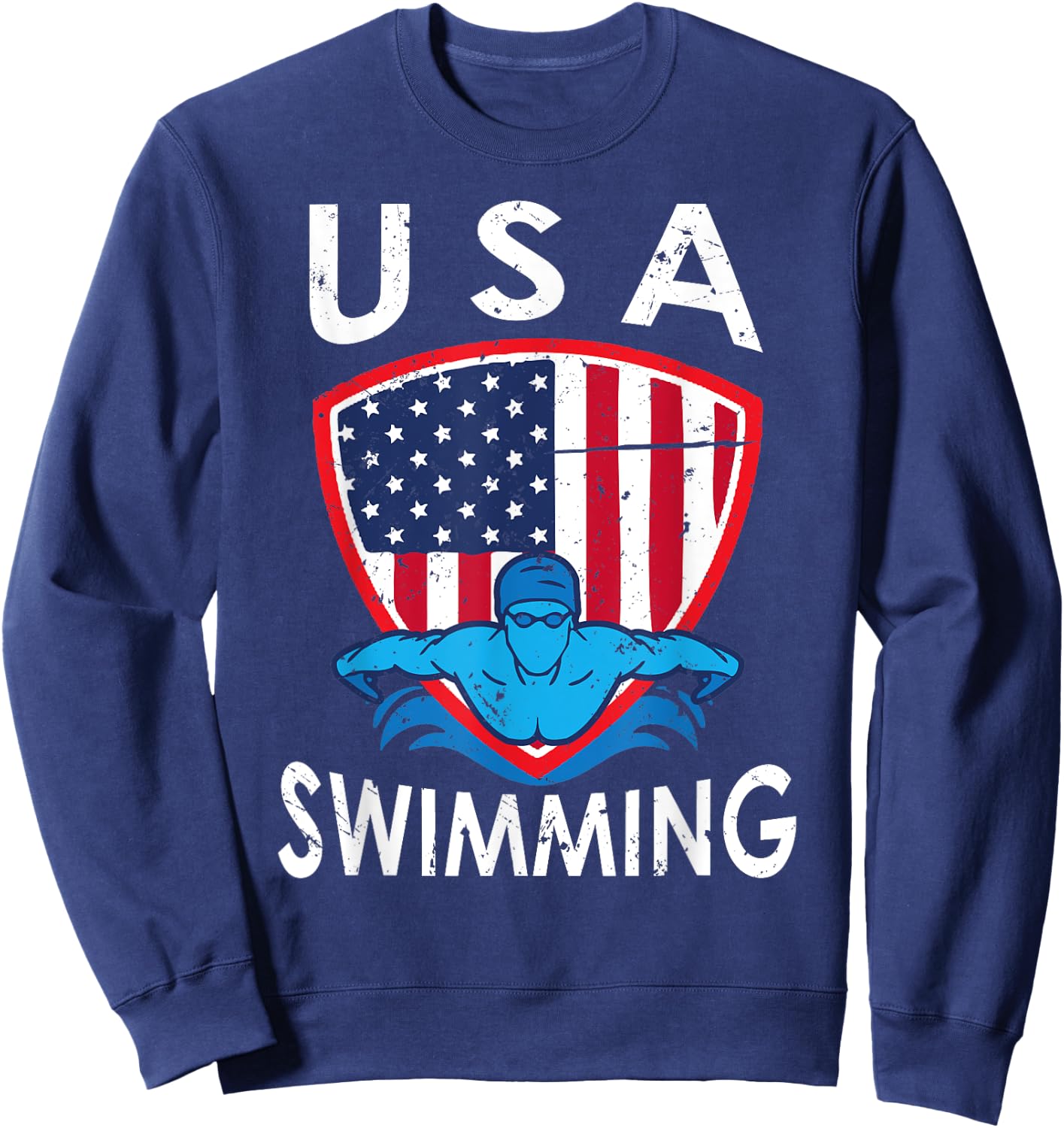 USA Swimming Team Sport Athlete US Swim Aquatic Design Sweatshirt - Sweatshirt | Navy