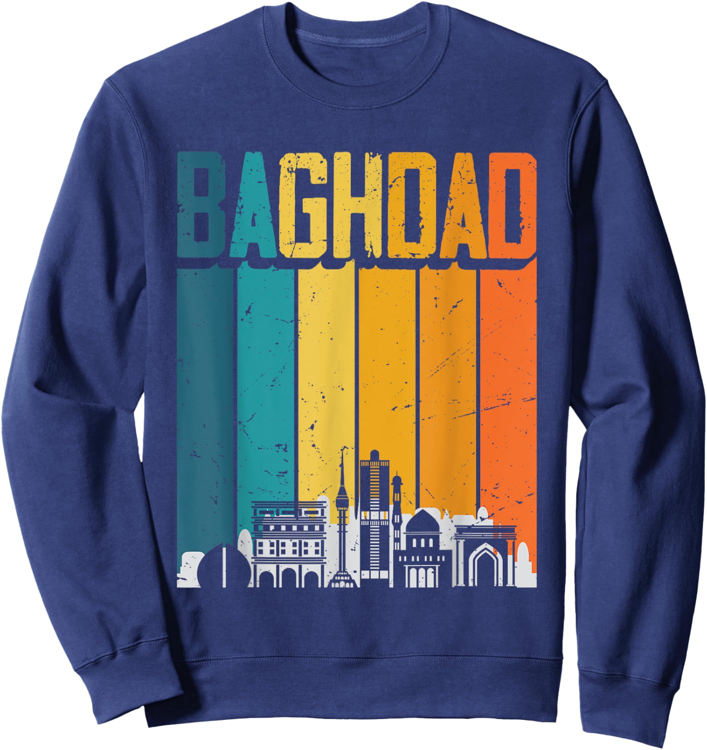 Baghdad Iraq Retro Vintage Sunset Skyline Baghdad Sweatshirt - Sweatshirt | Navy