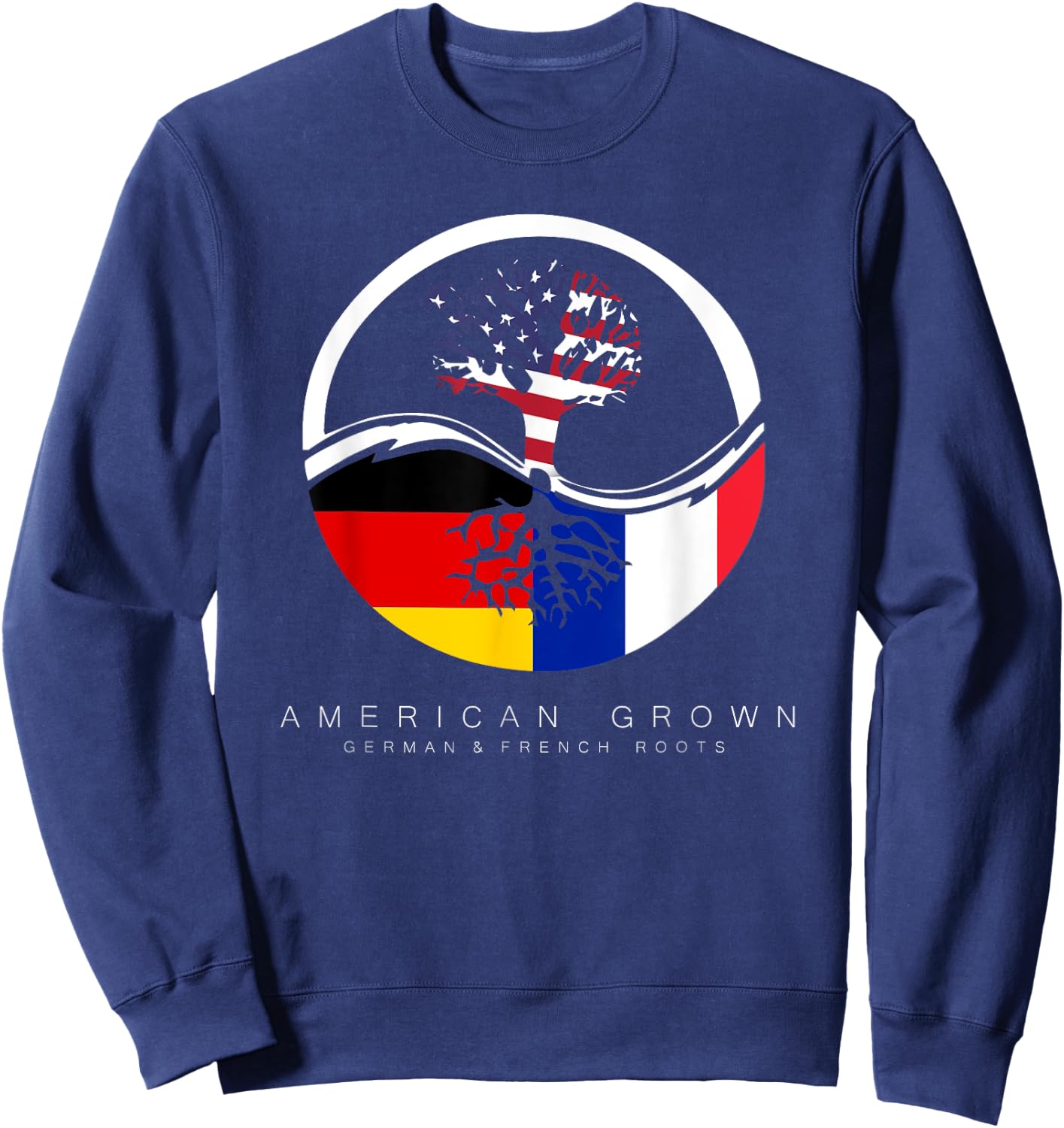 German French Roots - American Grown with Flag Sweatshirt - Sweatshirt | Navy