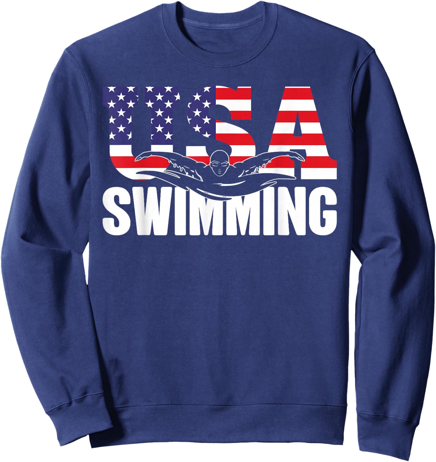Swimming - US American Flag - Water, Swimmer & Swim Sweatshirt - Sweatshirt | Navy