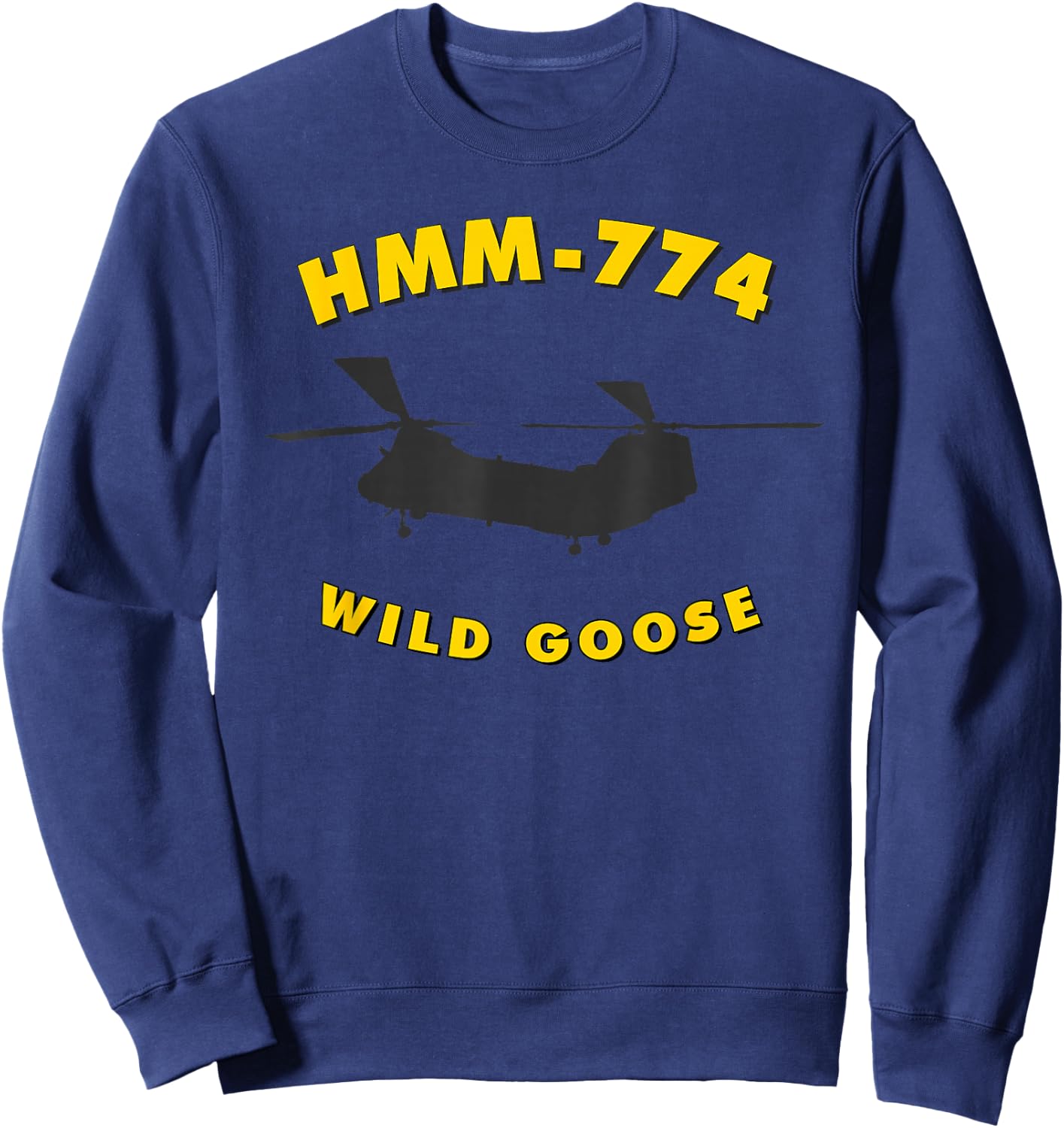 HMM-774 Wild Goose Helicopter Squadron CH-46 Sea Knight Sweatshirt - Sweatshirt | Navy