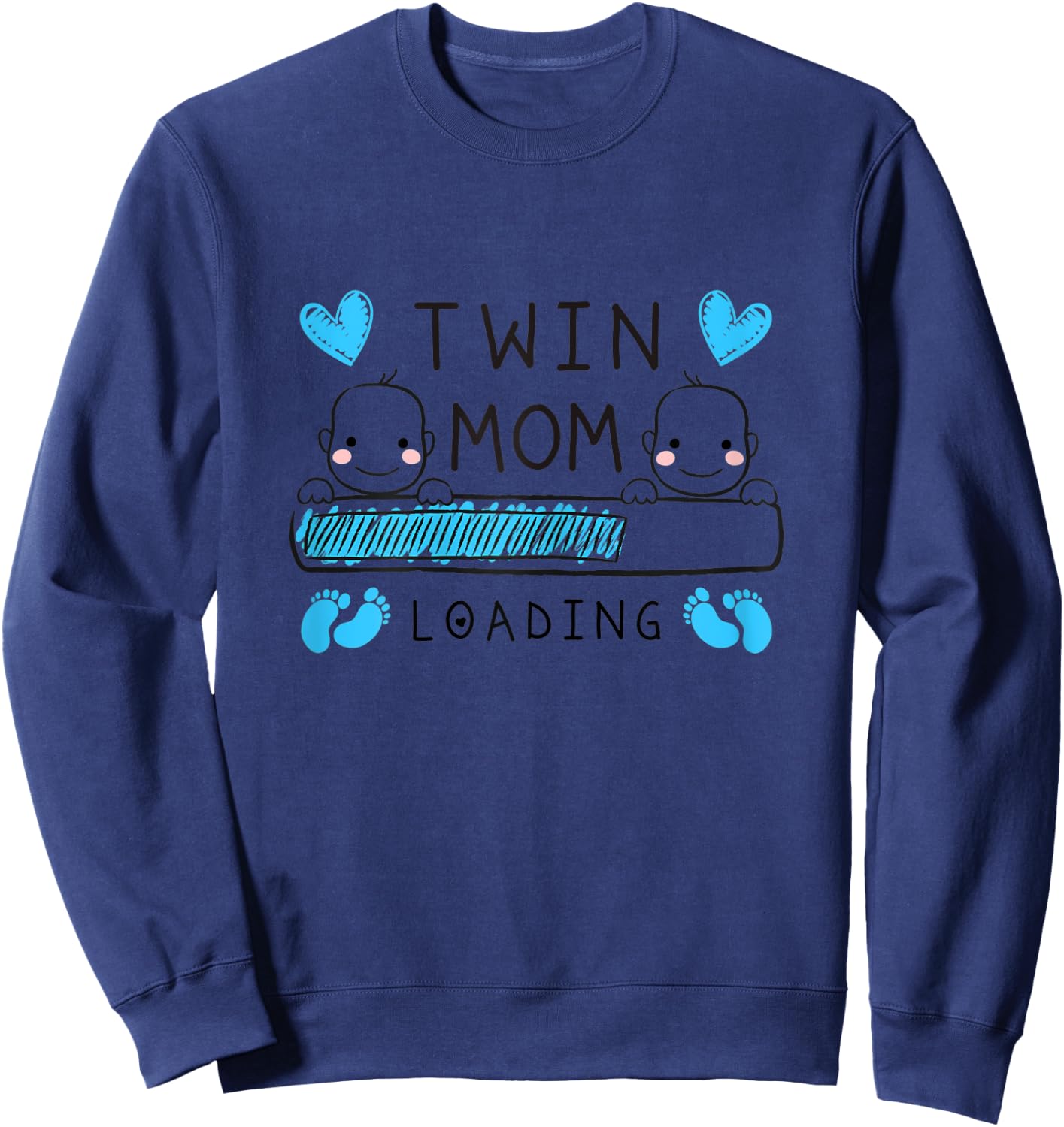 Twin Mama Loading Mom of Twin Boys Pregnancy Announcement Sweatshirt - Sweatshirt | Navy