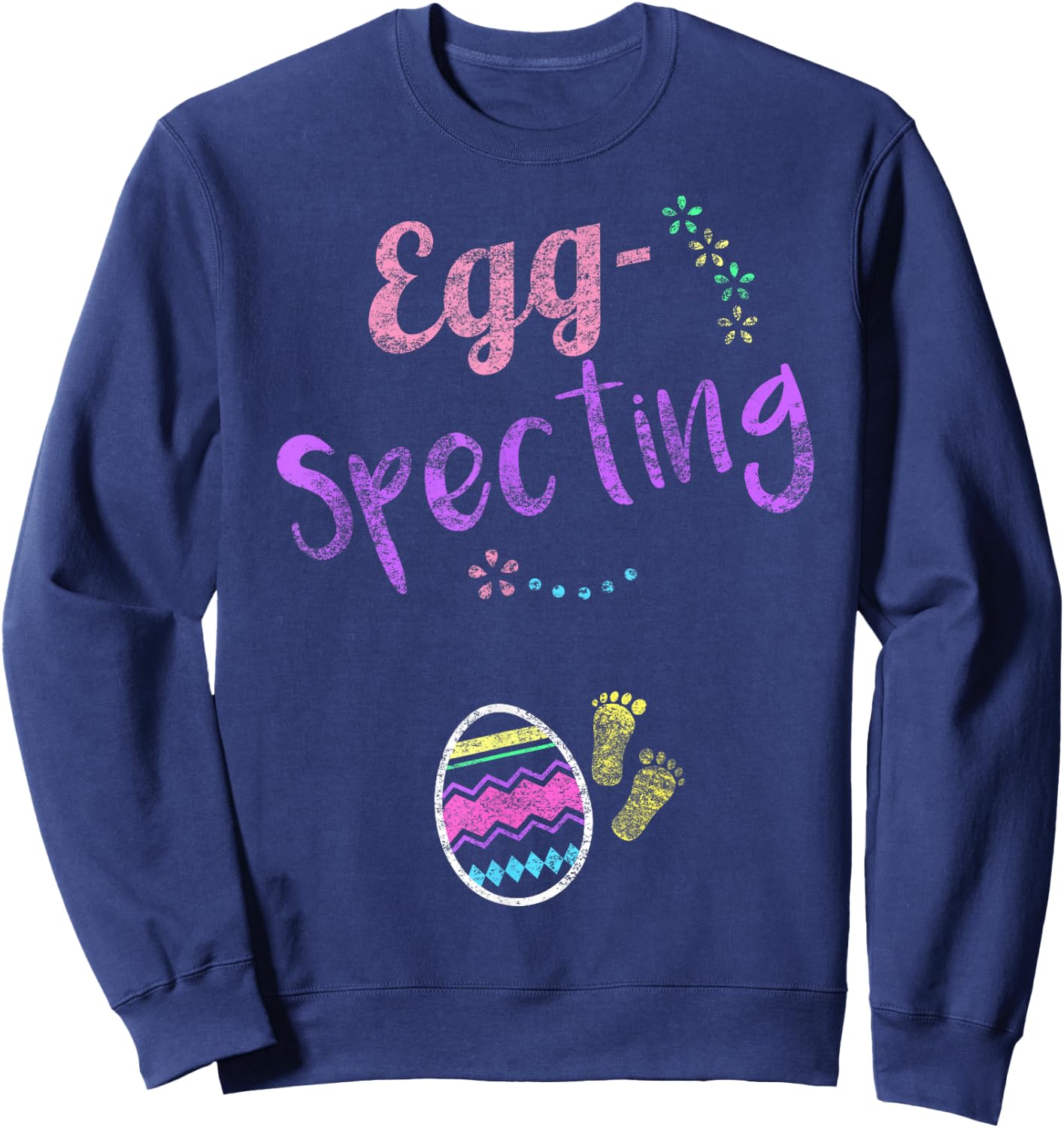 Cute Eggspecting Shirt Easter Pregnancy Announcement Shirt Sweatshirt - Sweatshirt | Navy