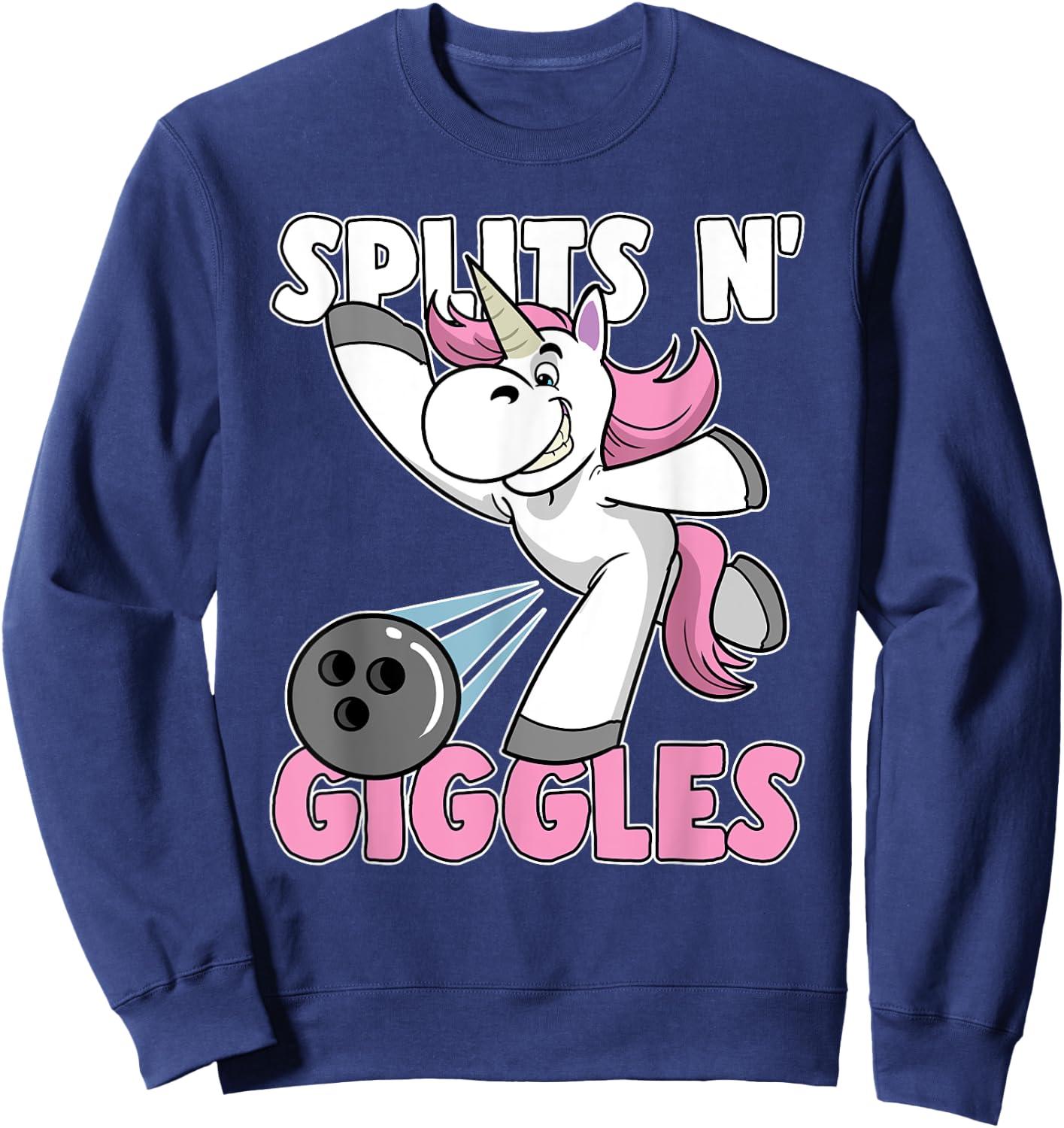 Splits n' Giggles Unicorn Bowling Bowler Sweatshirt - Sweatshirt | Navy