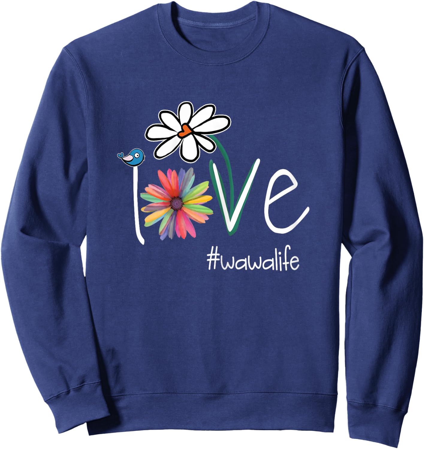 Love WaWa Life - Art Flower Color Sweatshirt - Sweatshirt | Navy