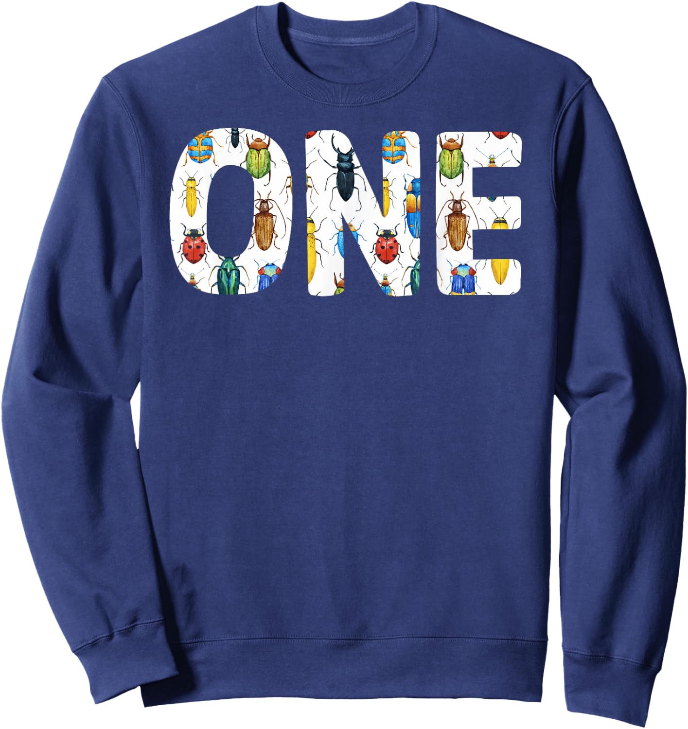 mb Bug 1st Birthday Funny Insects Lover 1 Year Old Kids Sweatshirt - Sweatshirt | Navy