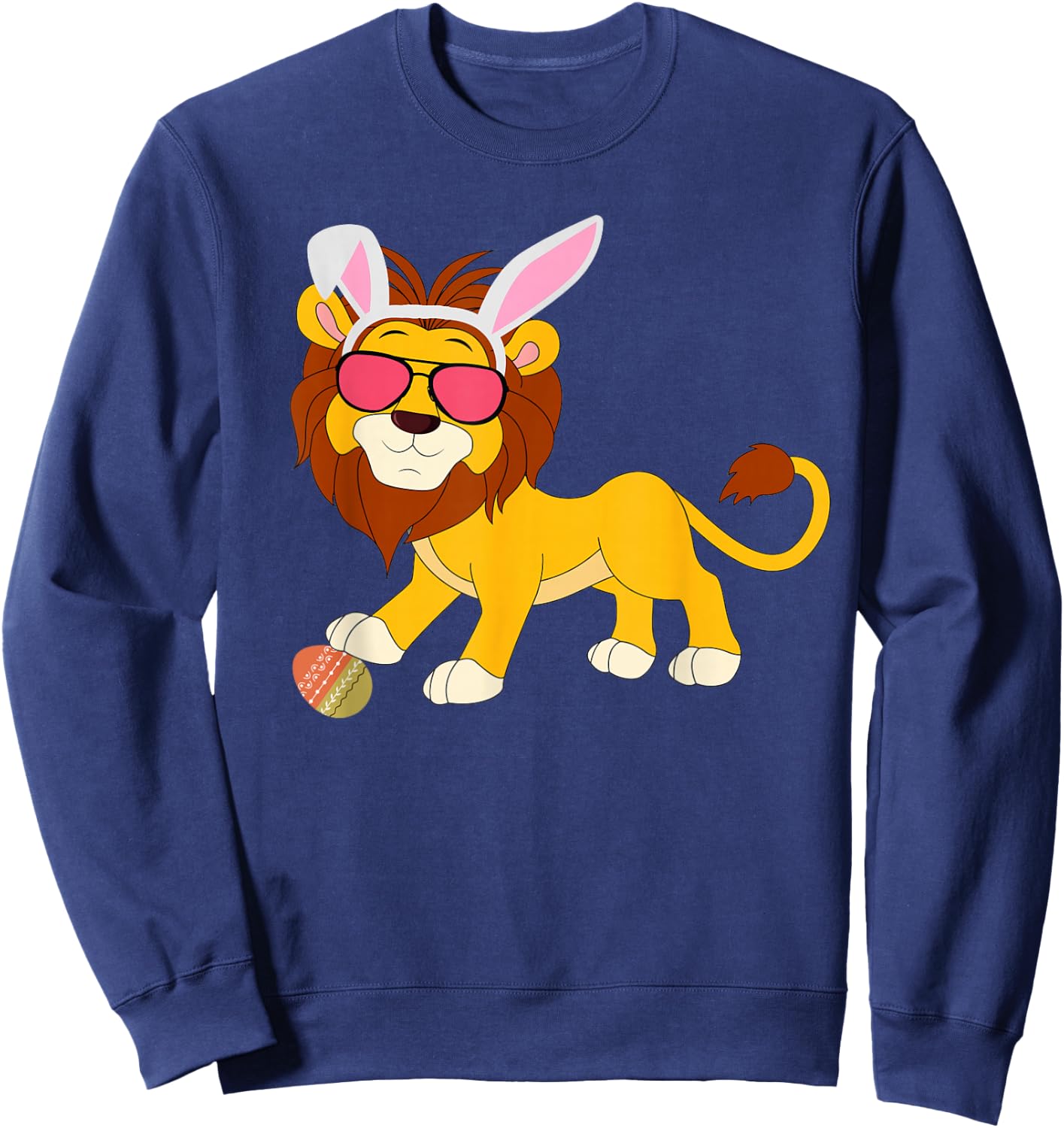 Lion Bunny Ears With Shades on an Easter Day Egg Sweatshirt - Sweatshirt | Navy