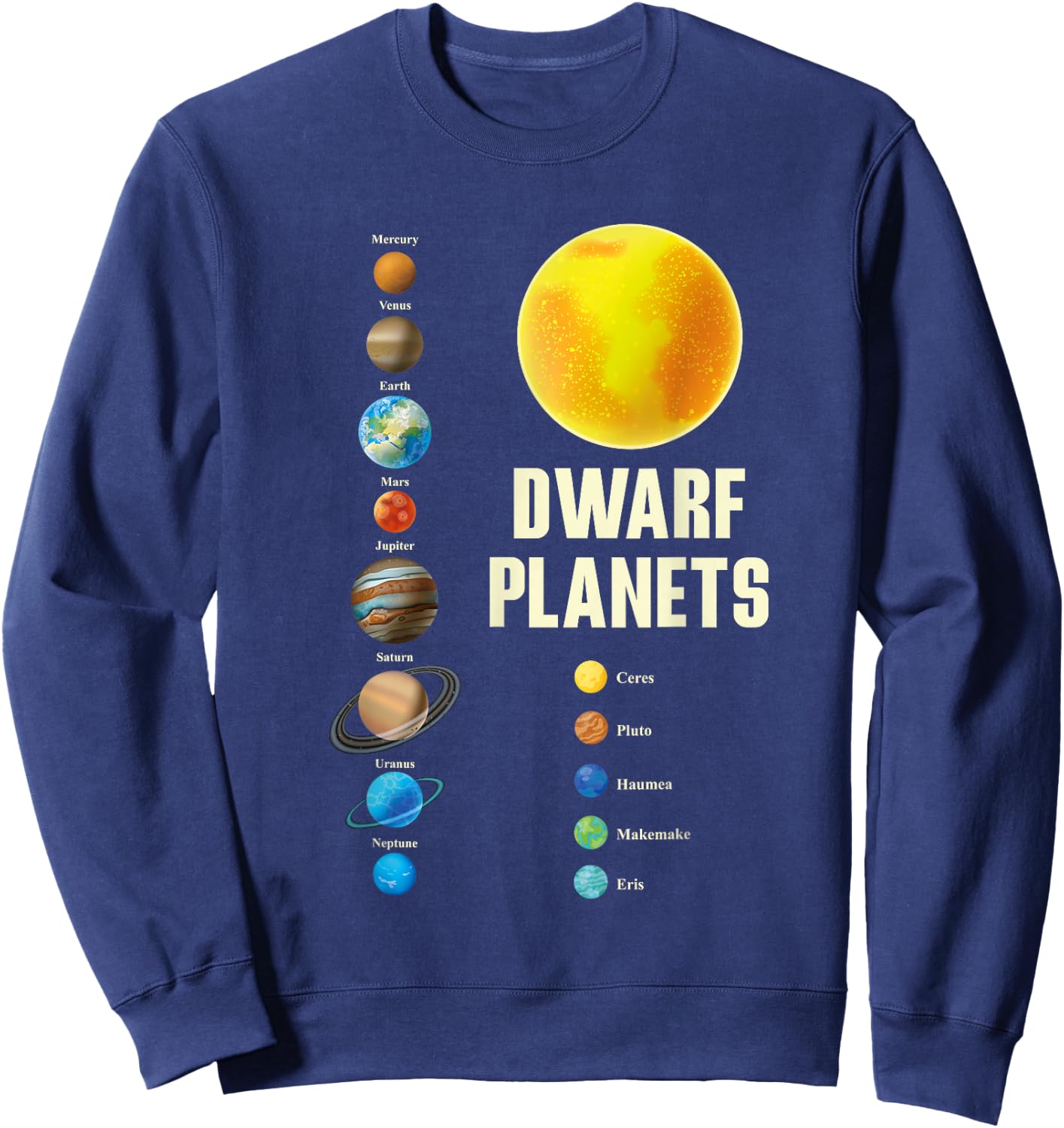 Solar System Children and Adults Dwarf Planets Gift Sweatshirt - Sweatshirt | Navy