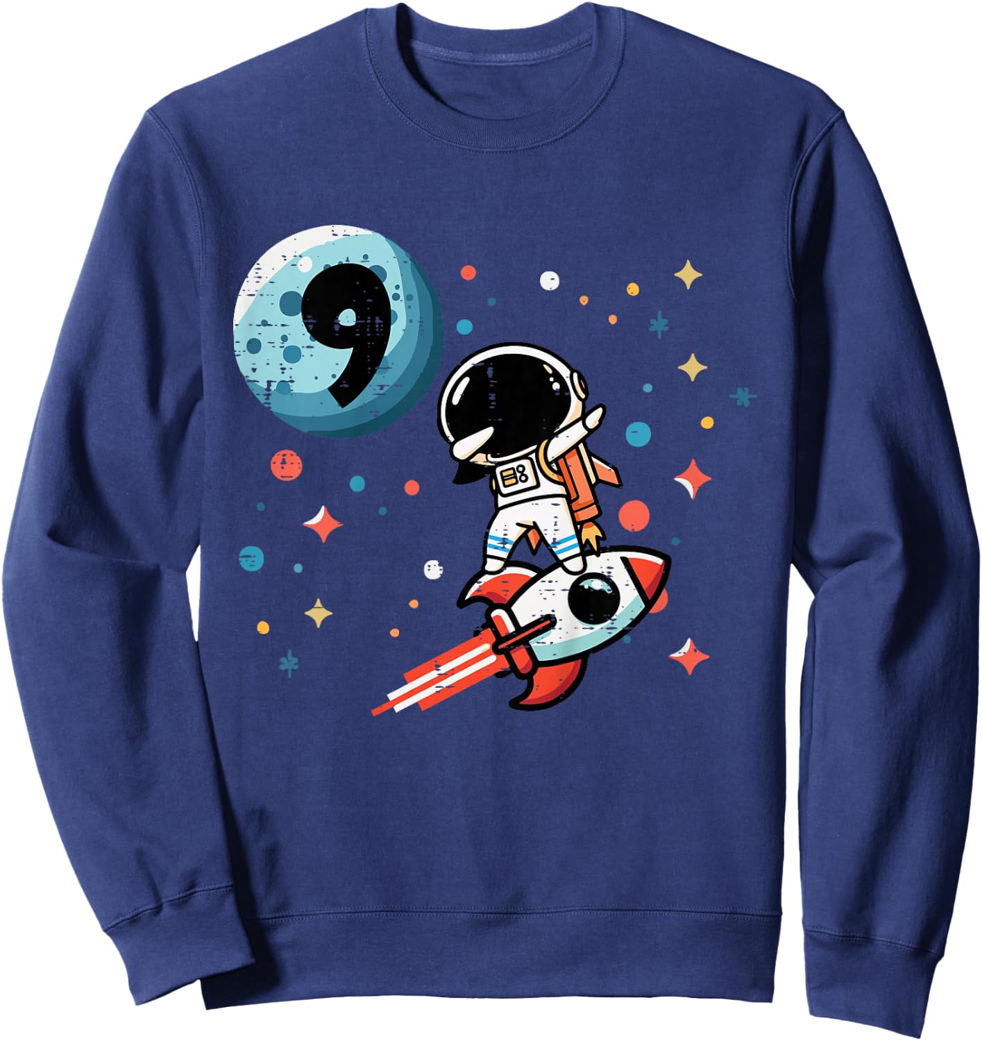 Kids 9th Birthday Astronaut Dab Rocket 9 Year Old Bday Boys Kids Sweatshirt - Sweatshirt | Navy