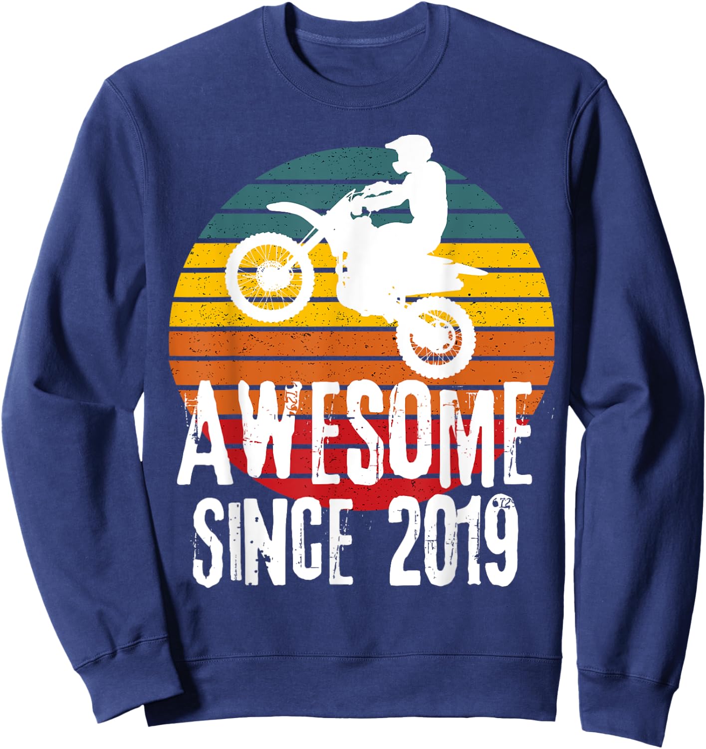 Awesome Since 2019 Retro Motorcycle Dirt bike Boy's Birthday Sweatshirt - Sweatshirt | Navy