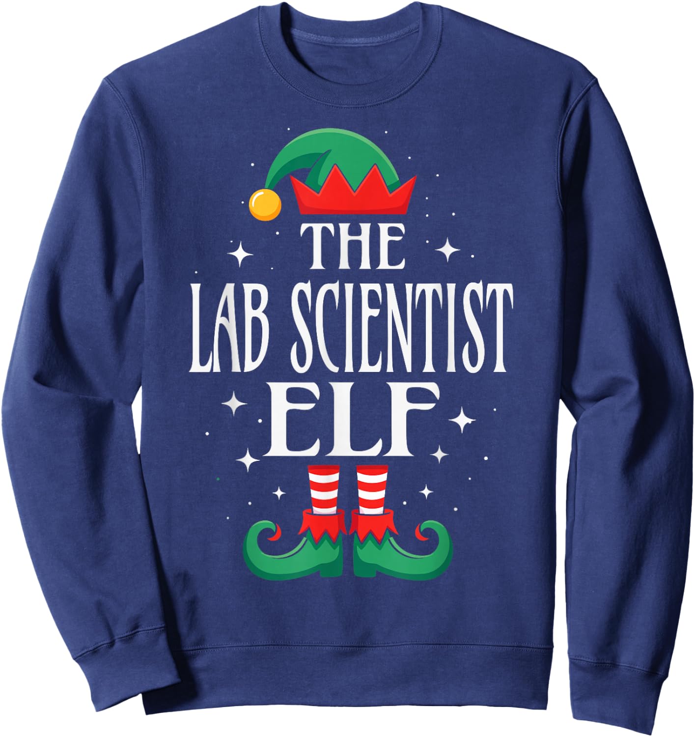 Lab Scientist Elf Job Title Funny Christmas Matching Xmas Sweatshirt - Sweatshirt | Navy