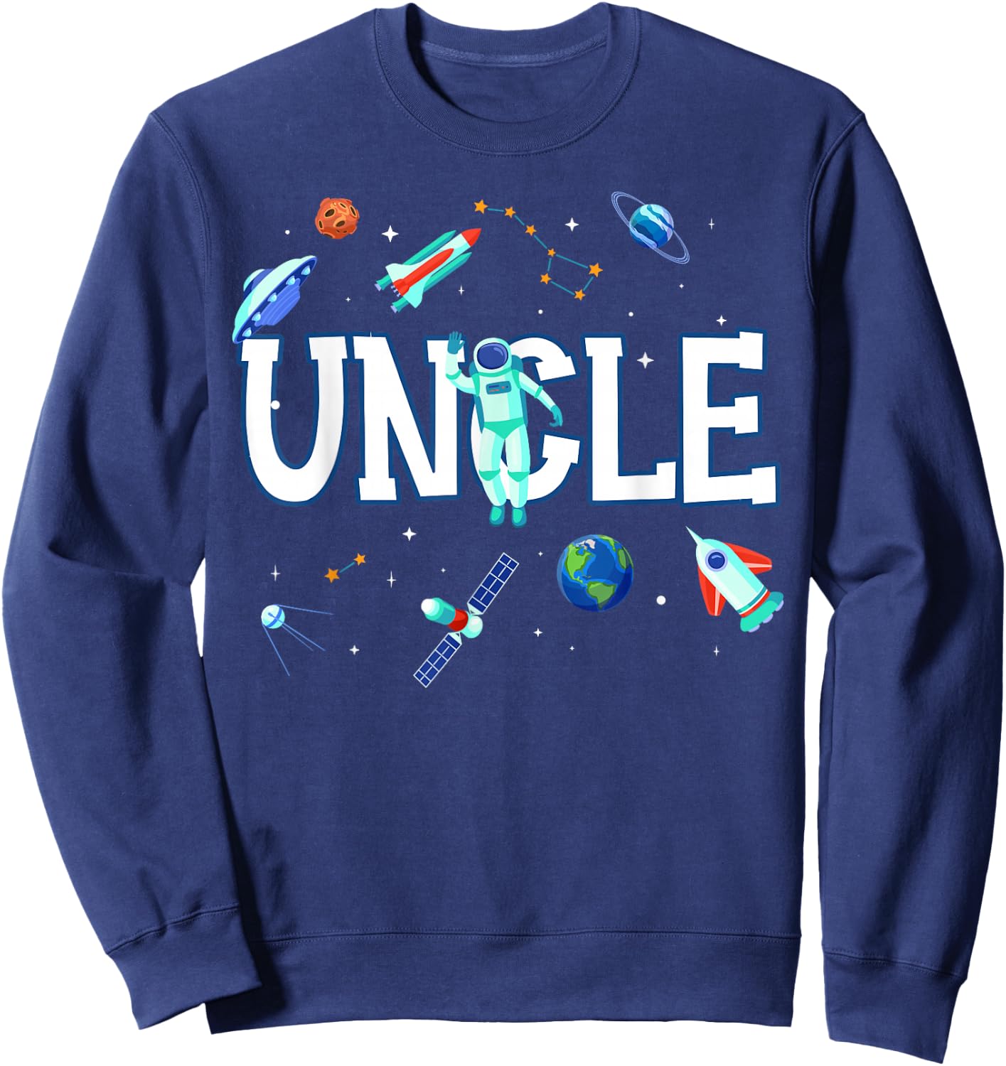 Uncle Astronaut Space Family Matching Birthday Party Sweatshirt - Sweatshirt | Navy