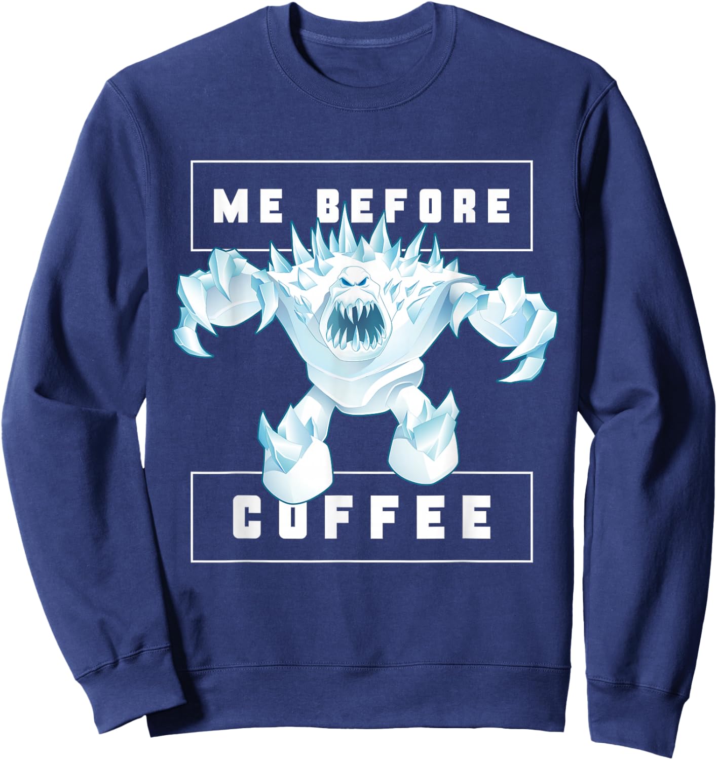 Disney Frozen Marshmallow Monster Me Before Coffee Funny Sweatshirt - Sweatshirt | Navy