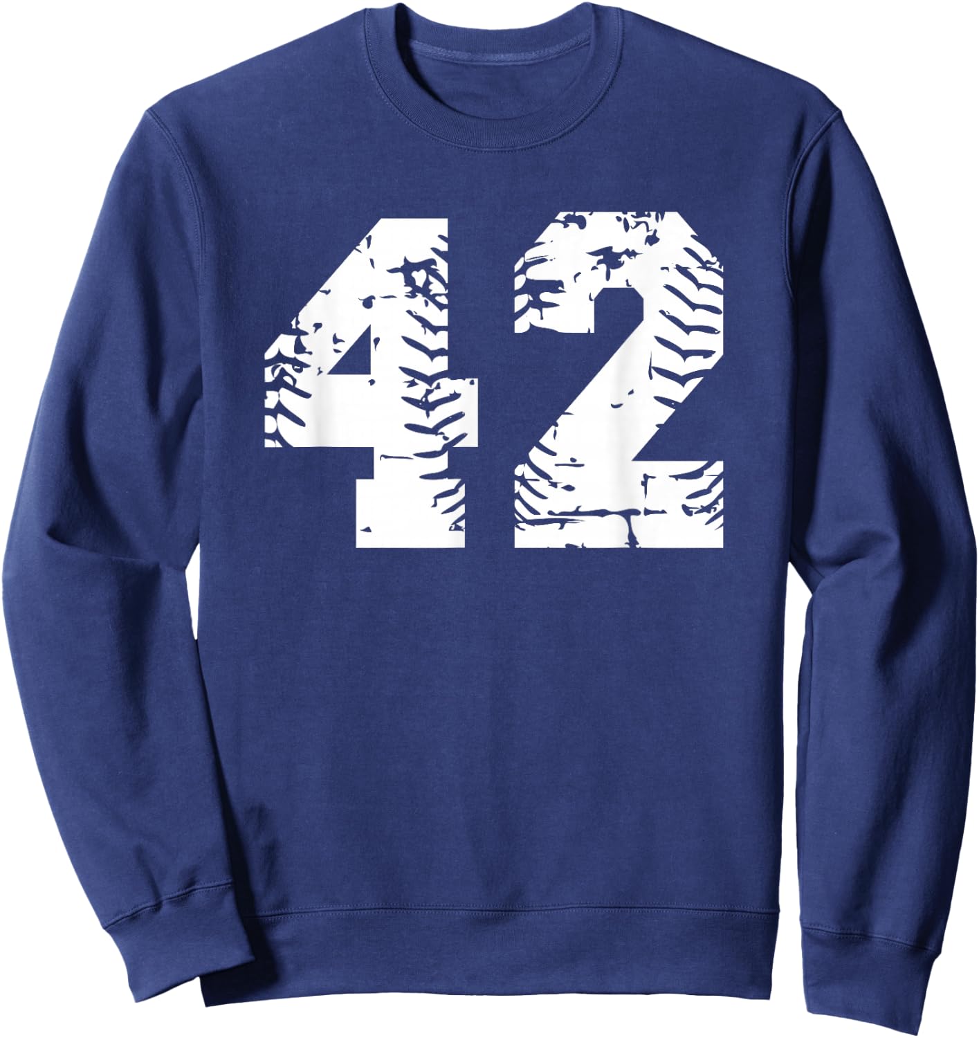 Number #42 Baseball Softball White Number Sweatshirt - Sweatshirt | Navy