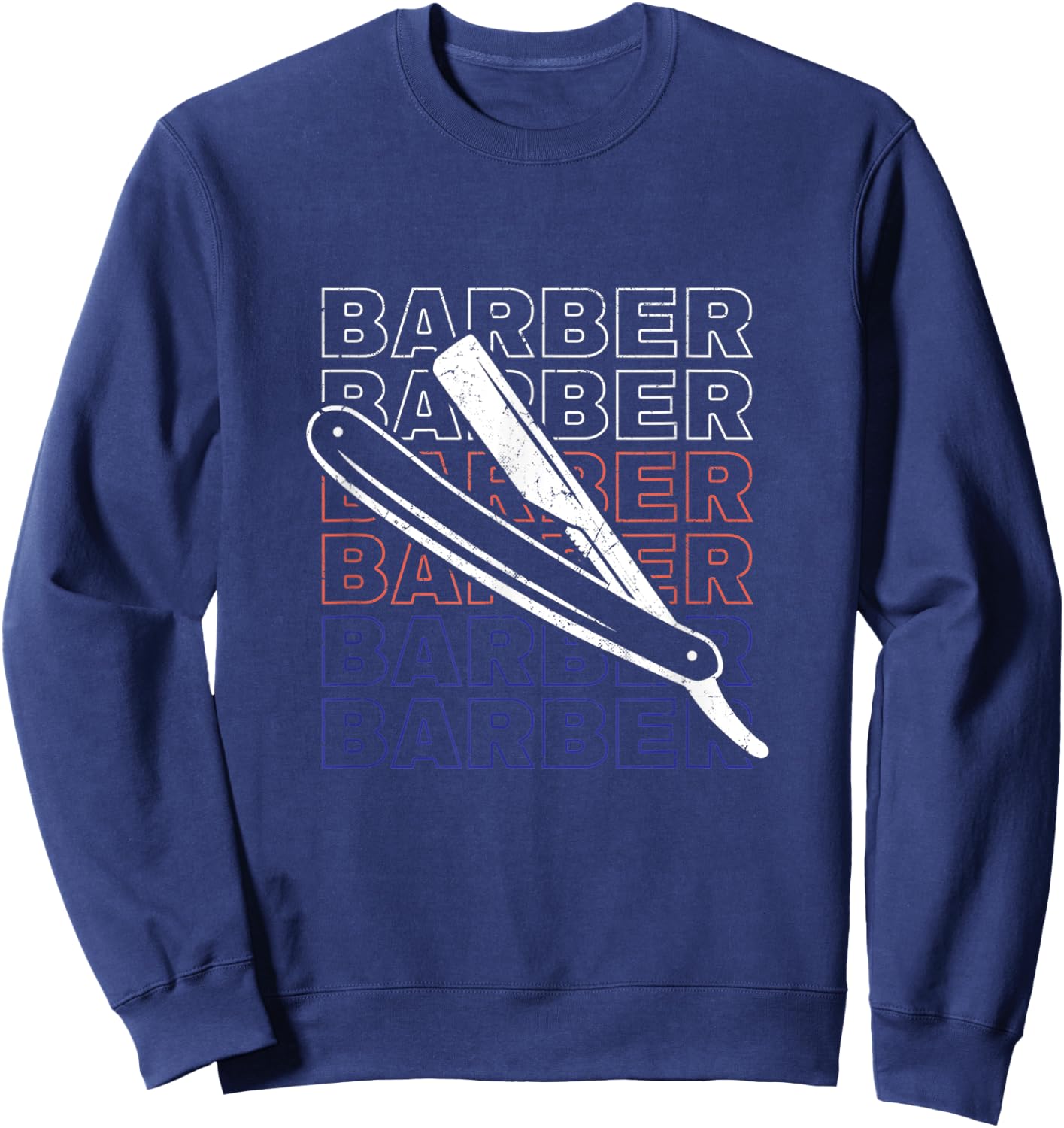 Barber Barbershop Hairdresser Shaving Razor Beard Sweatshirt - Sweatshirt | Navy
