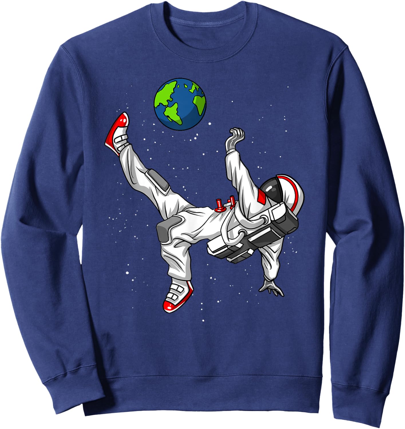 Space Astronaut Soccer Player Planet Earth Boys Men Kids Sweatshirt - Sweatshirt | Navy