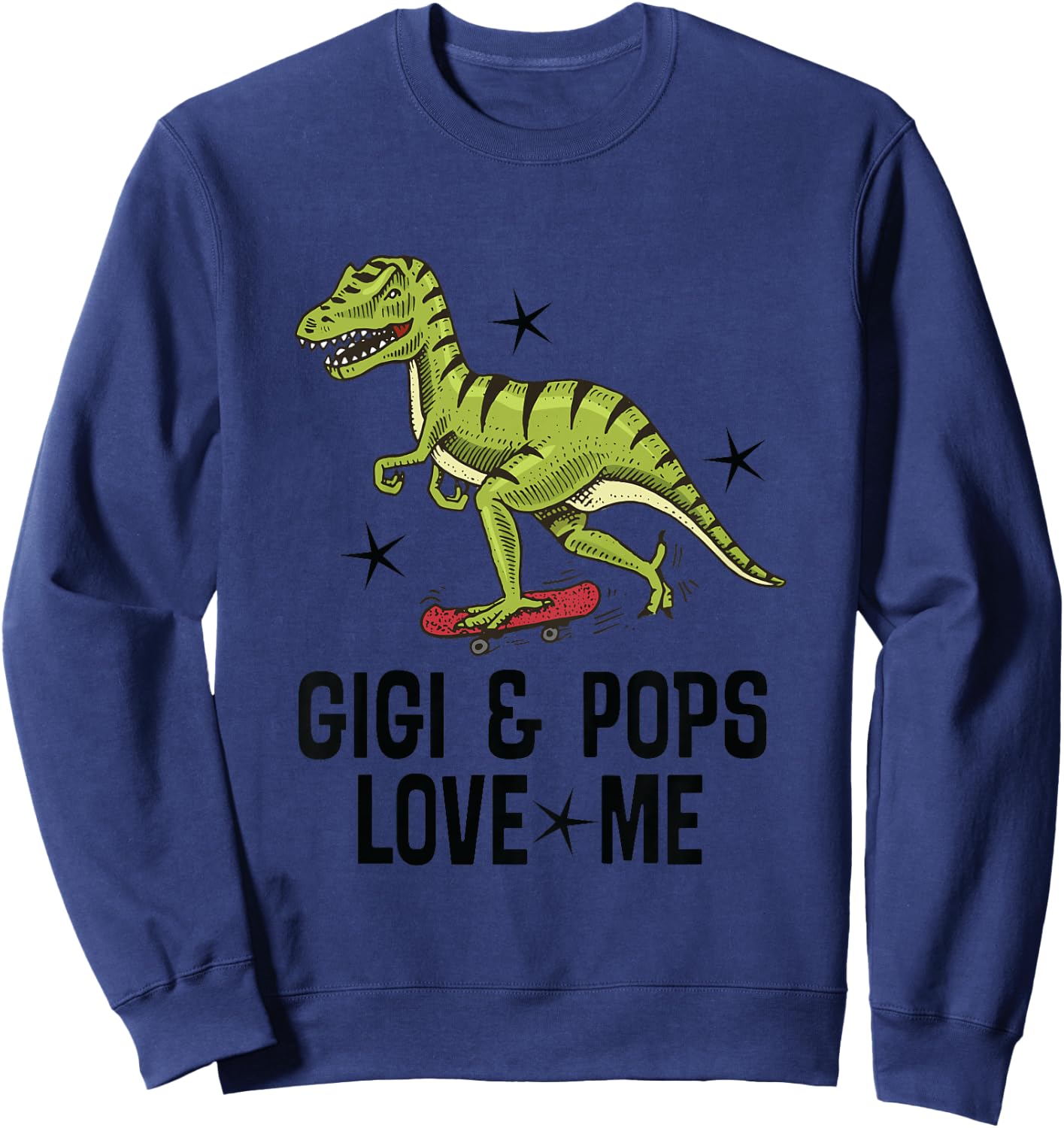 Kids Gigi and Pops Love Me Grandson Dinosaur Sweatshirt - Sweatshirt | Navy