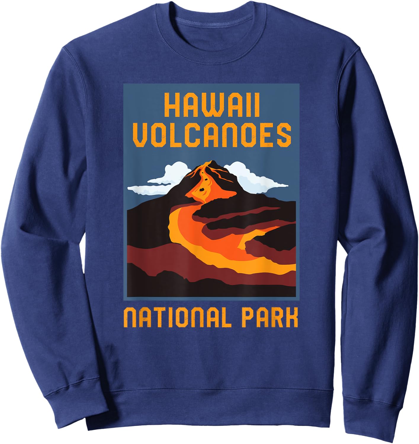 Hawaii Volcanoes National Park Big Island Retro Graphic Sweatshirt - Sweatshirt | Navy