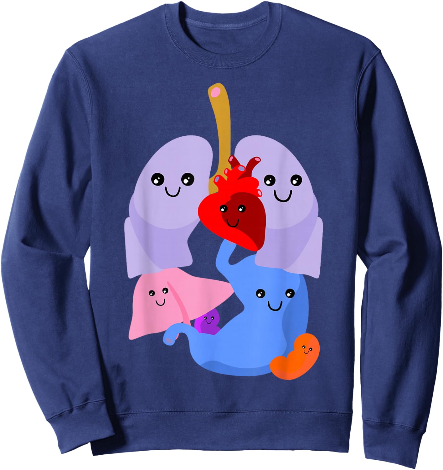Anatomy Physiology Heart Lungs Vital Organs Illustration Sweatshirt - Sweatshirt | Navy