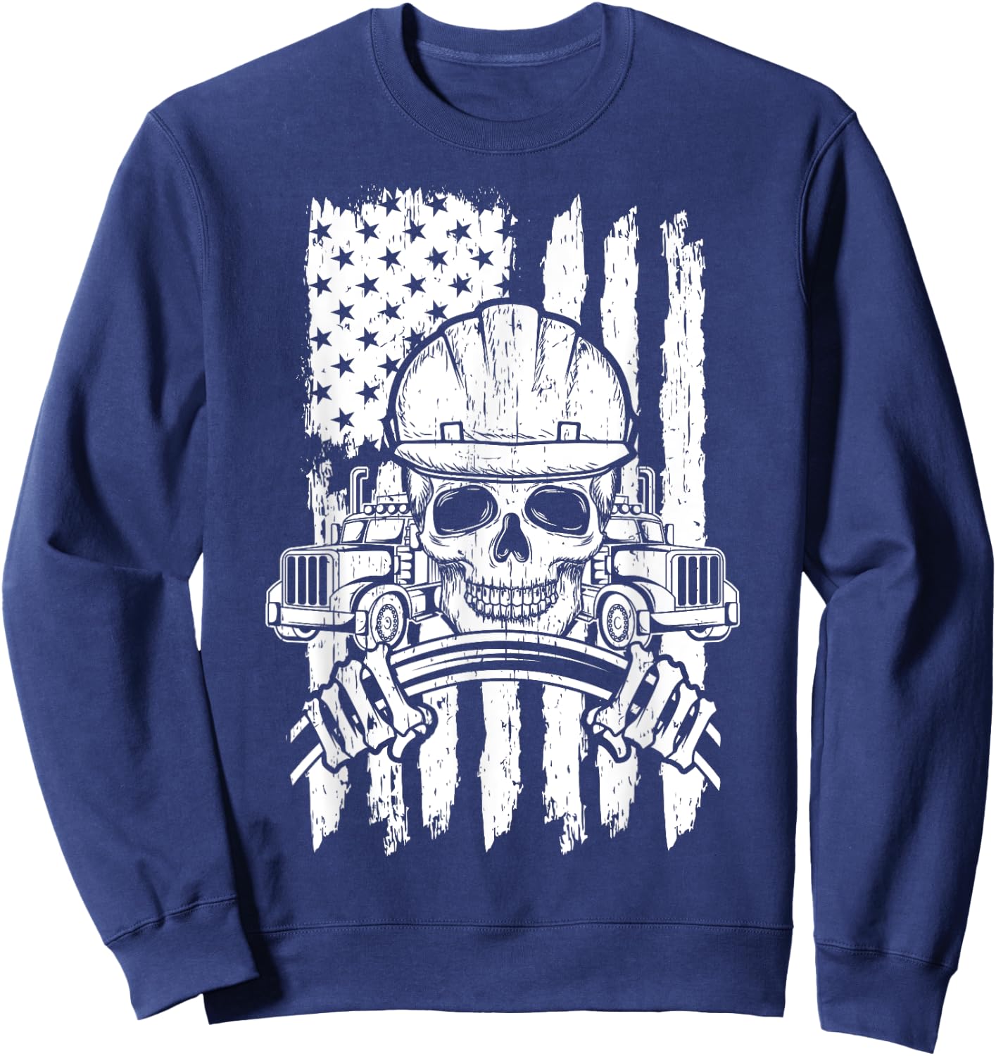 Truck Driver Patriotic Trucker Independence Day Teamster Women Kids Men Sweatshirt - Sweatshirt | Navy