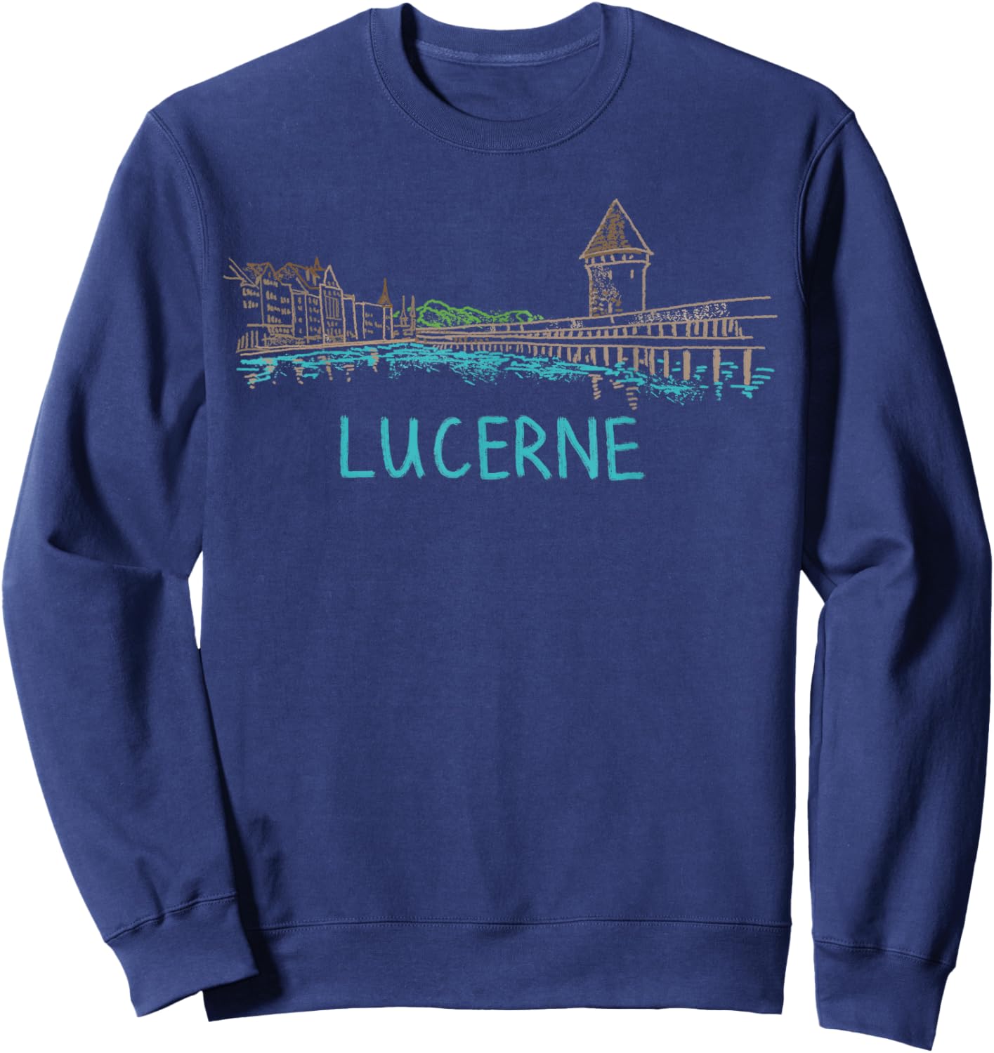 Lucerne Switzerland Art Gift Men Women Sweatshirt - Sweatshirt | Navy