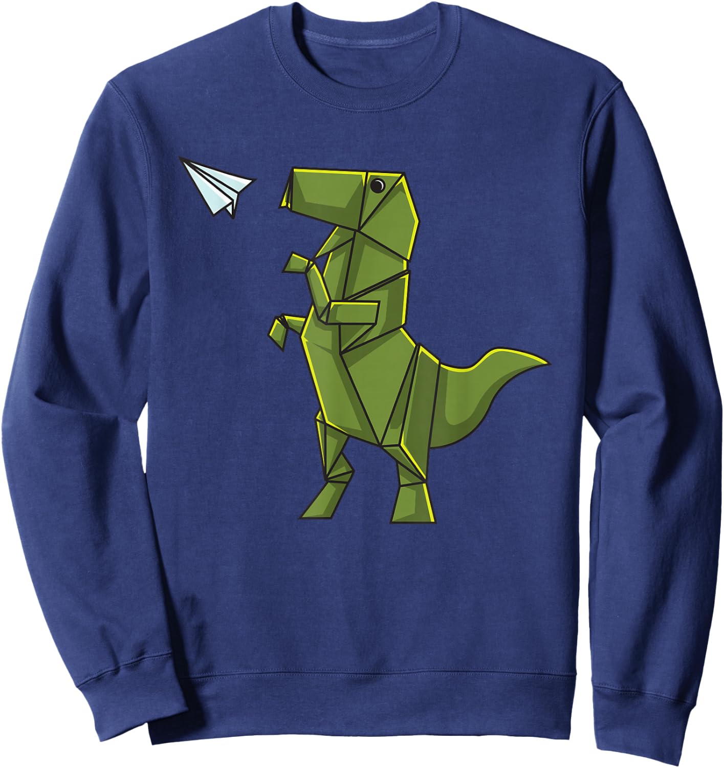 Origami Dinosaur Shirt - Origami T-Rex Flying Paper Airplane Sweatshirt - Sweatshirt | Navy