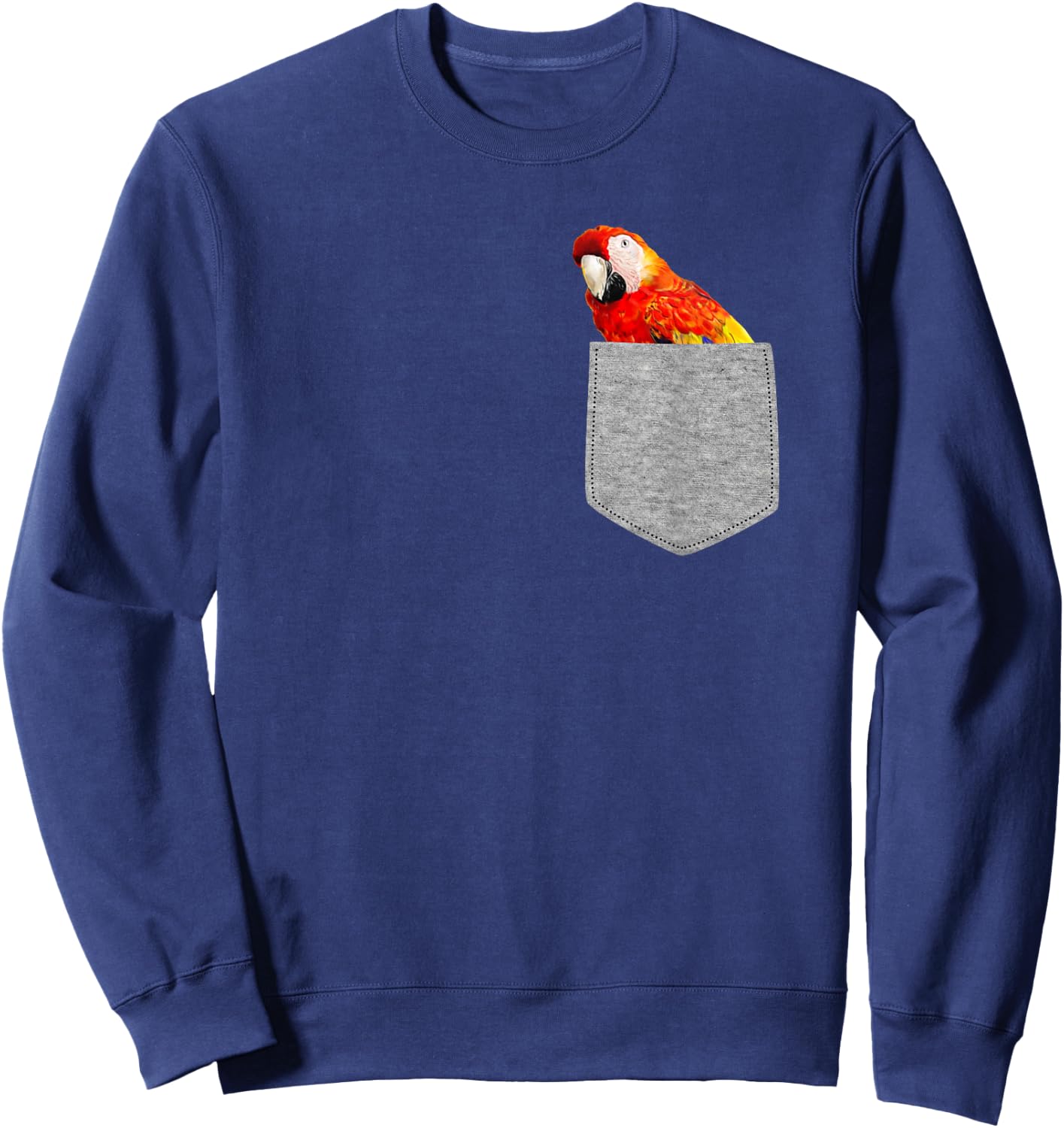 Fake Pocket Red Macaw Parrot Funny Bird Cool Novelty Sweatshirt - Sweatshirt | Navy