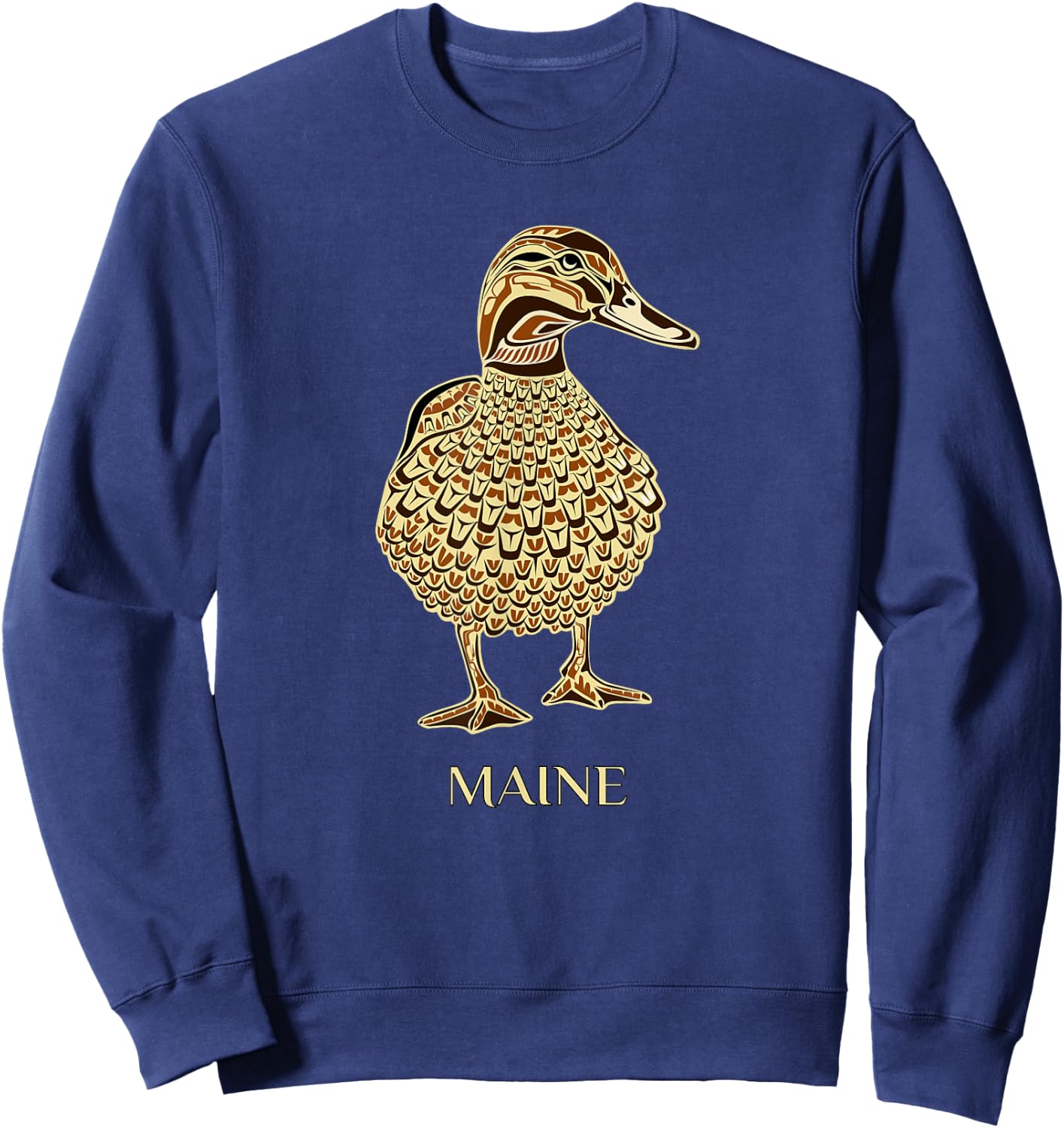 Maine Native American Mallard Duck Birdwatching Sweatshirt - Sweatshirt | Navy