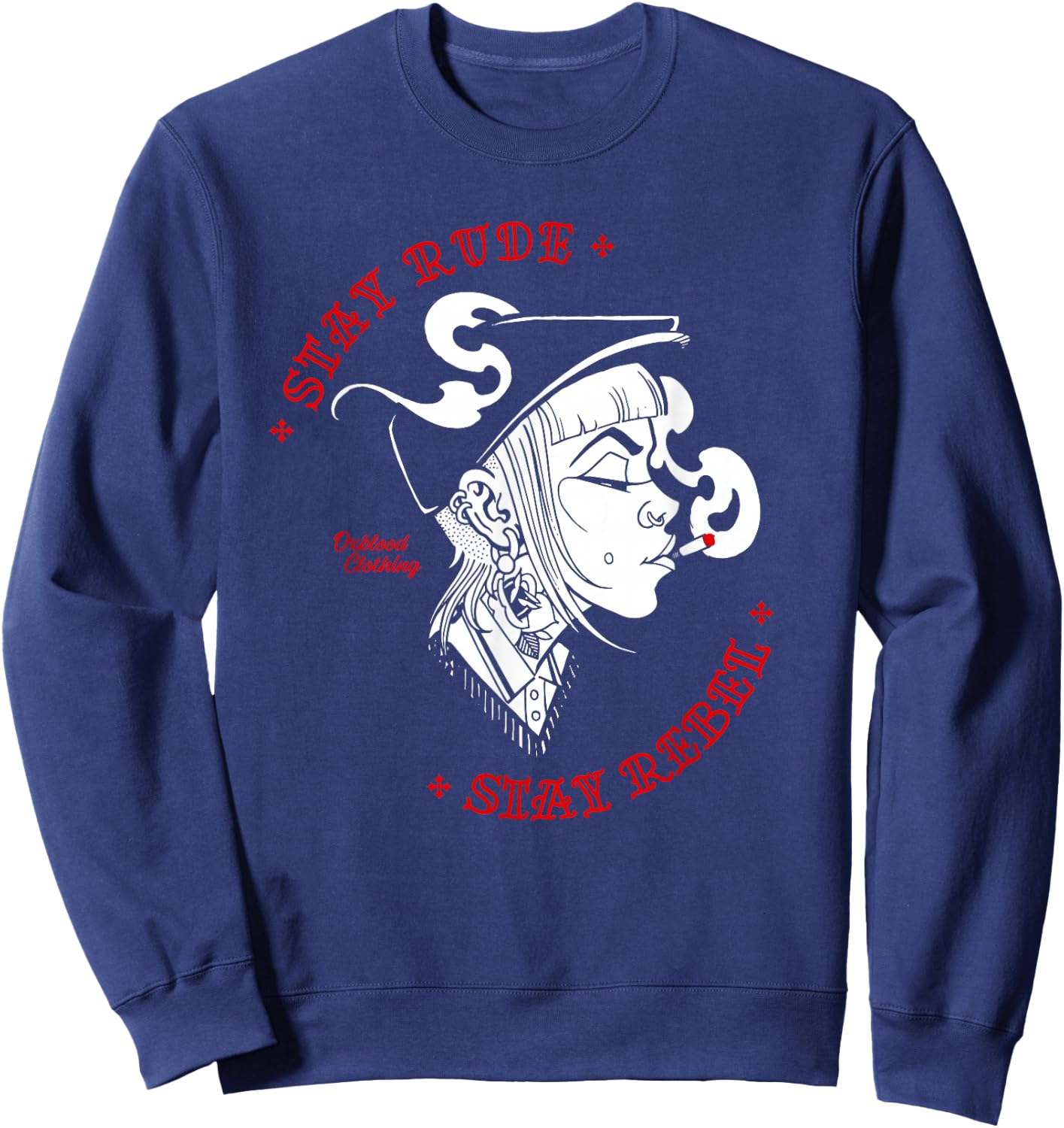 Stay Rude Stay Rebel Skinhead Girl Skinbyrd Ska Punk Sweatshirt - Sweatshirt | Navy